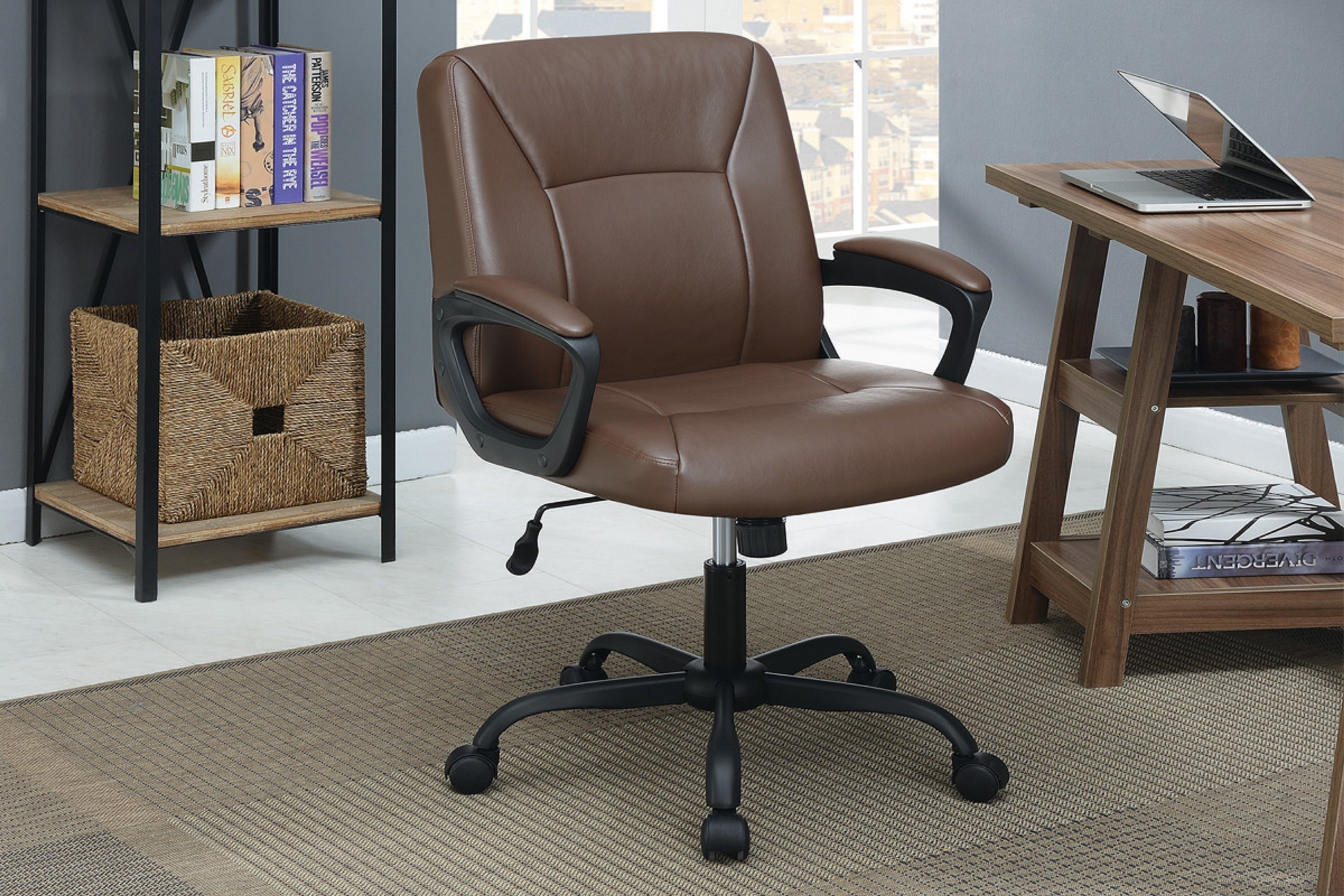 Brown Cushioned Office Chair | Adjustable Height & Lumbar Support