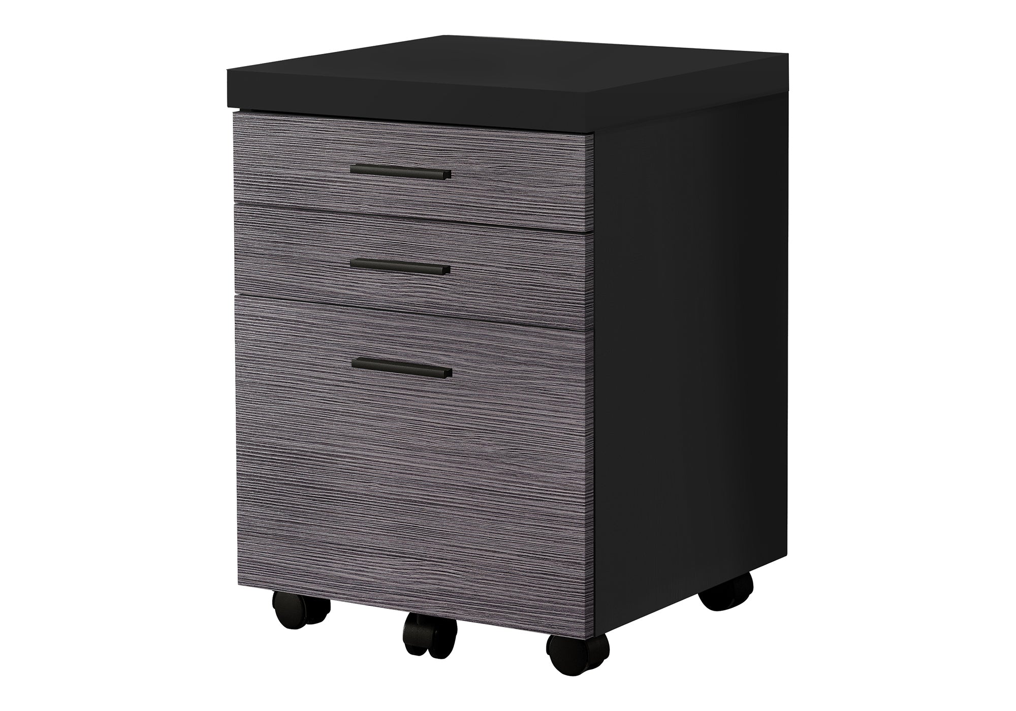 Modern Black Office File Cabinet w/ Rolling Drawers