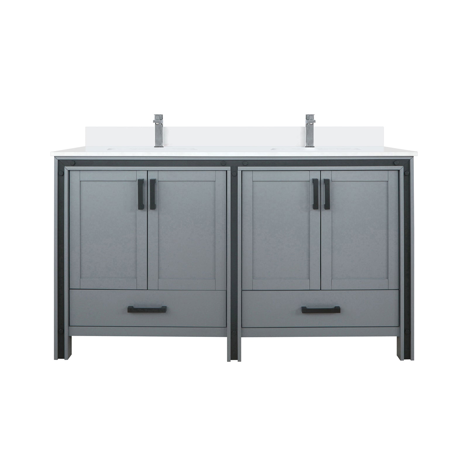 60" Dark Grey Double Bath Vanity w/ White Quartz