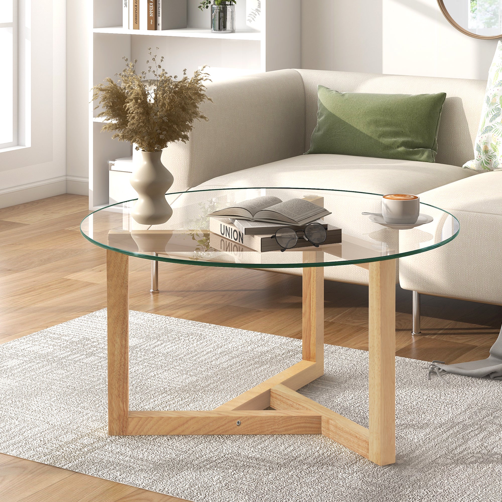 Round Glass Coffee Table: Modern Design, Easy Assembly