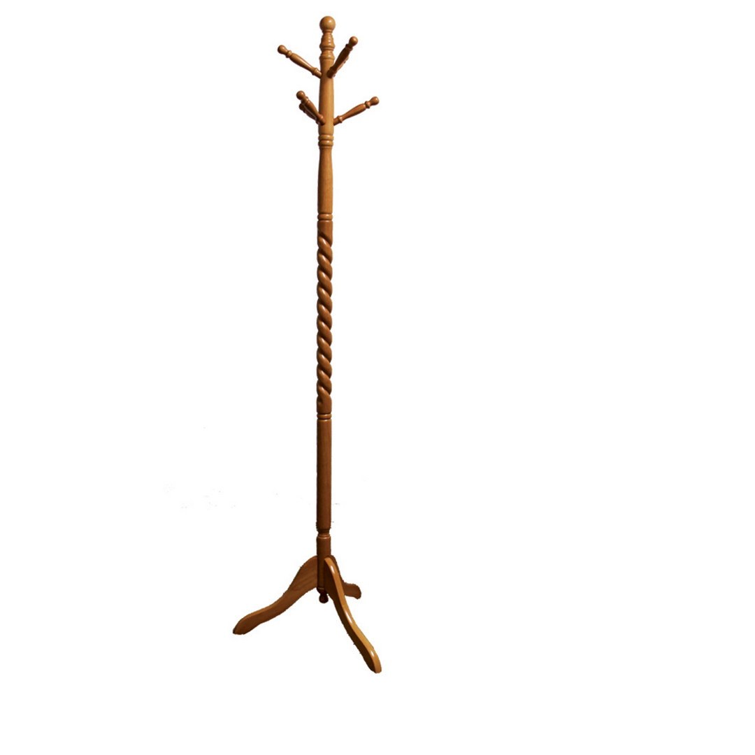 71.5" Wooden Coat Rack, Twist Design, Natural Finish