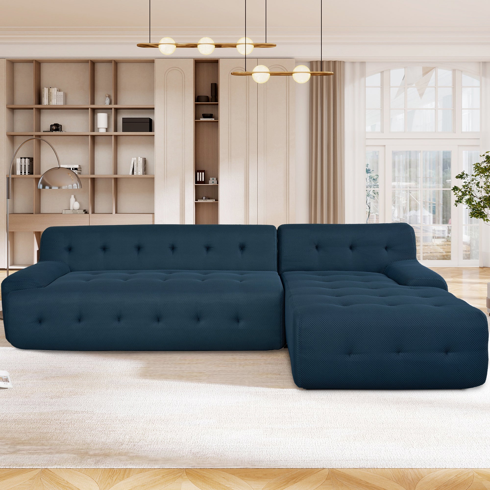 Modern L-Shaped Modular Sofa, Minimalist 2-Piece Set
