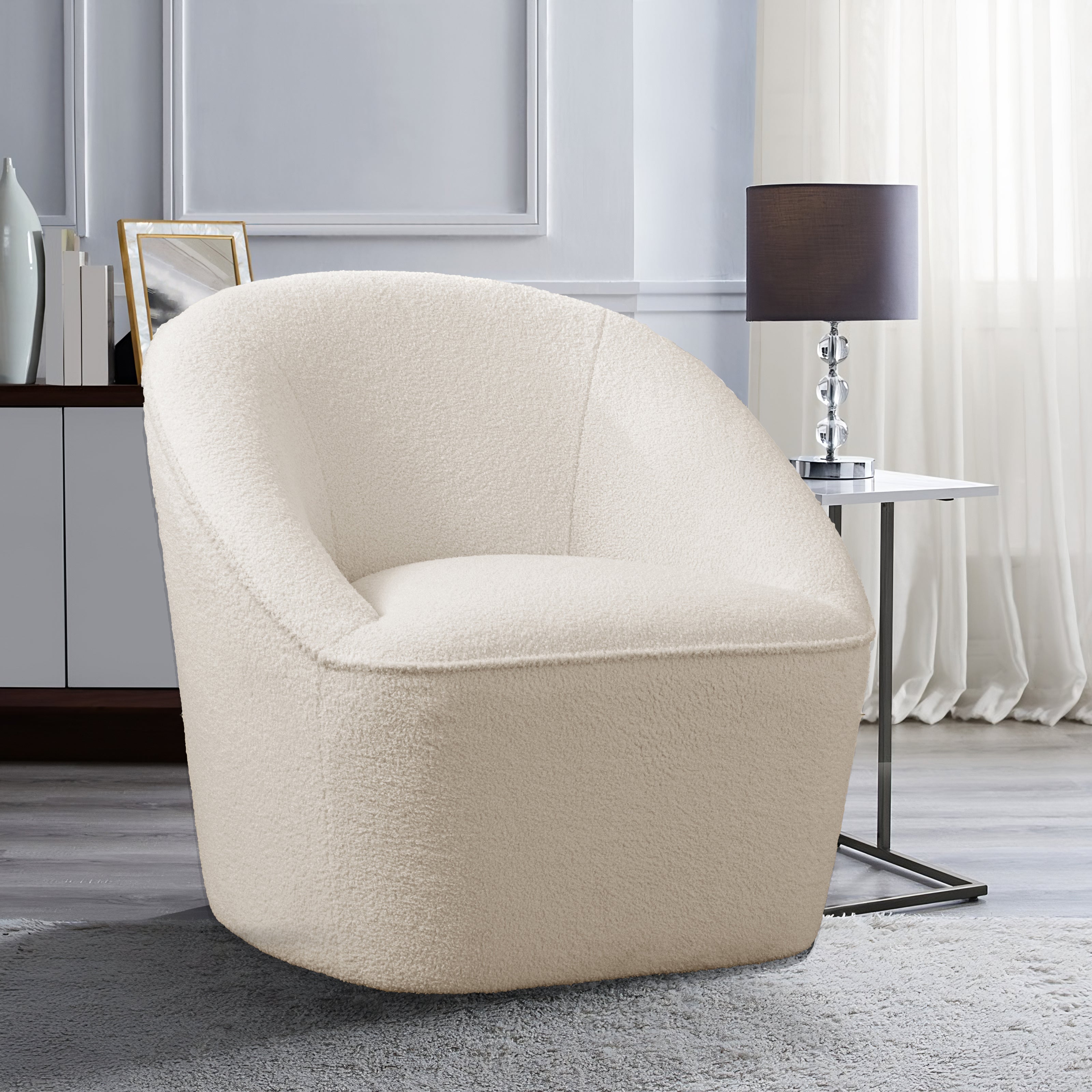 Anson Boucle Swivel Chair: Modern Comfort & Style