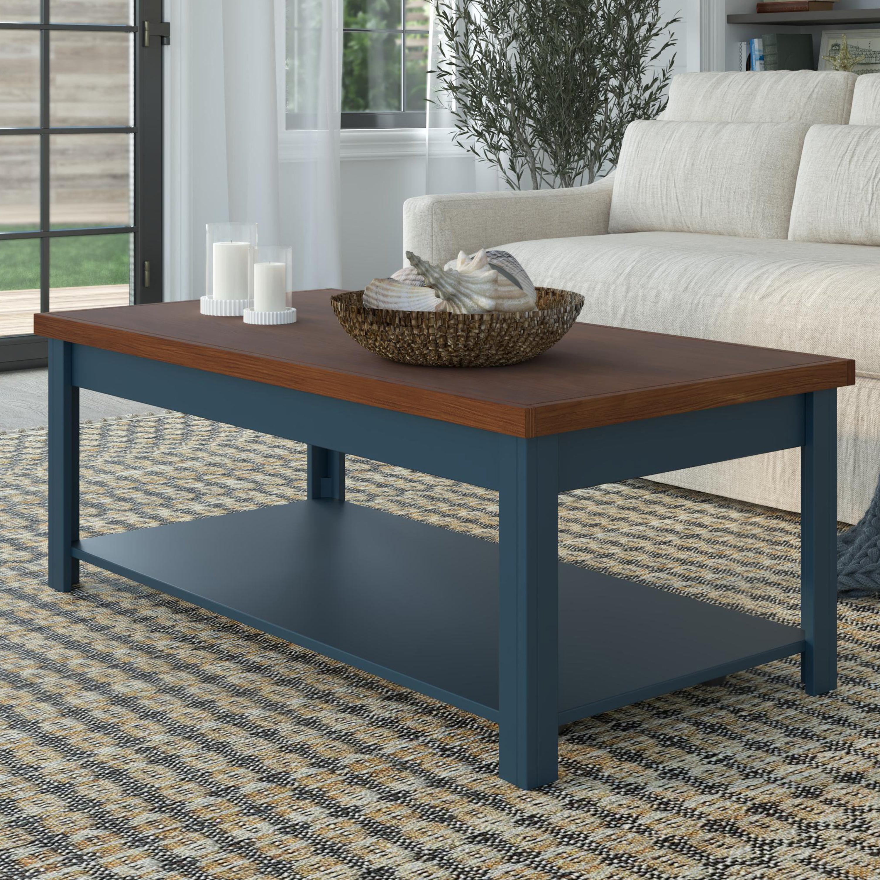 14" Chairside Table: Blue Denim & Whiskey Finish