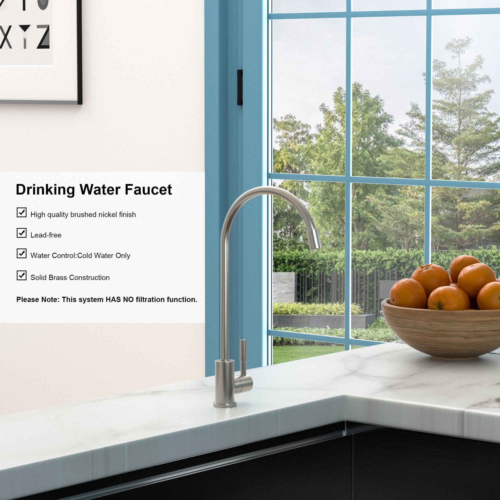 Lead-Free Faucet: Brushed Nickel Finish