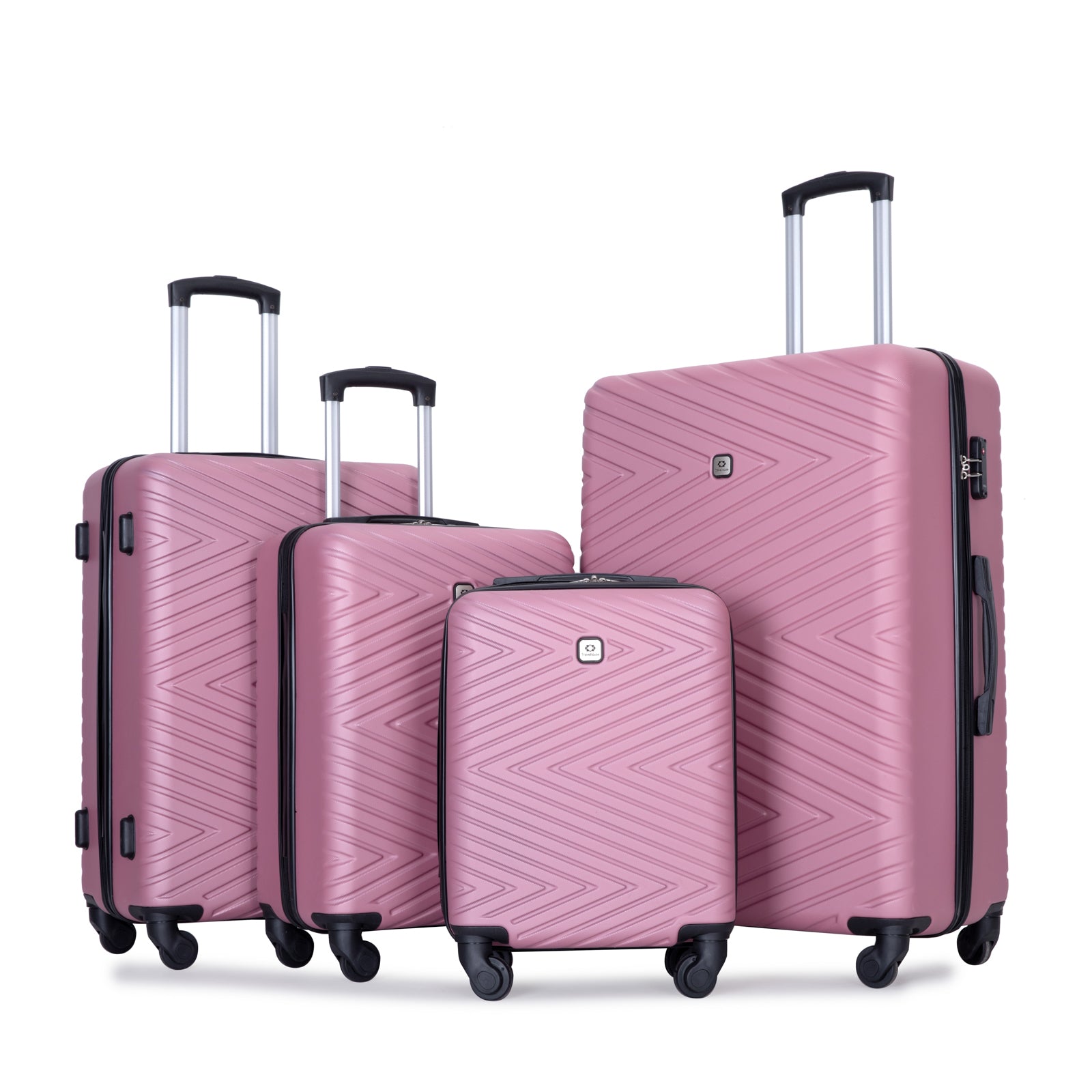 Pink ABS Luggage Set: 4-Piece TSA Spinner