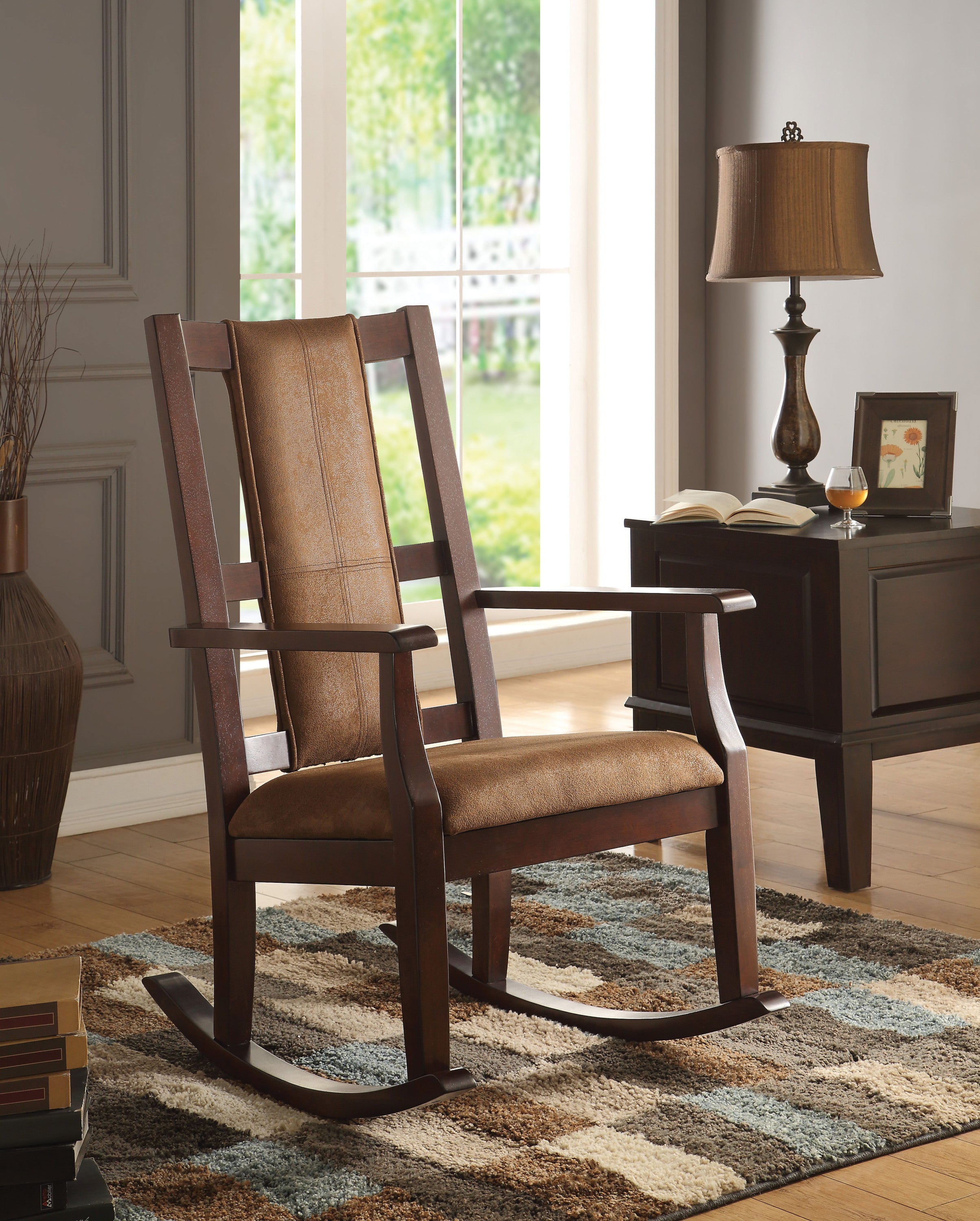 Butsea Brown Rocking Chair: Espresso Finish