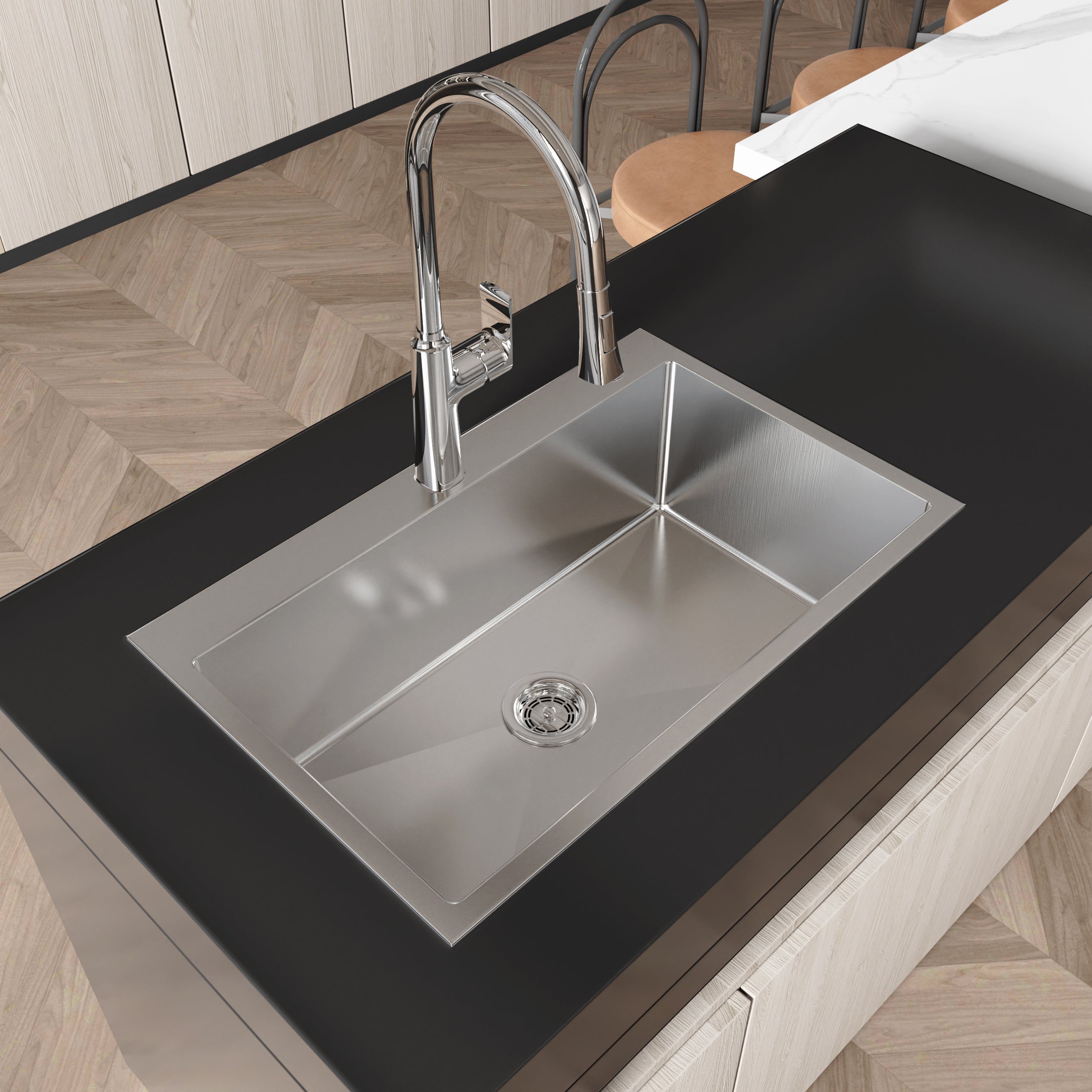 30" Handmade Stainless Steel Kitchen Sink