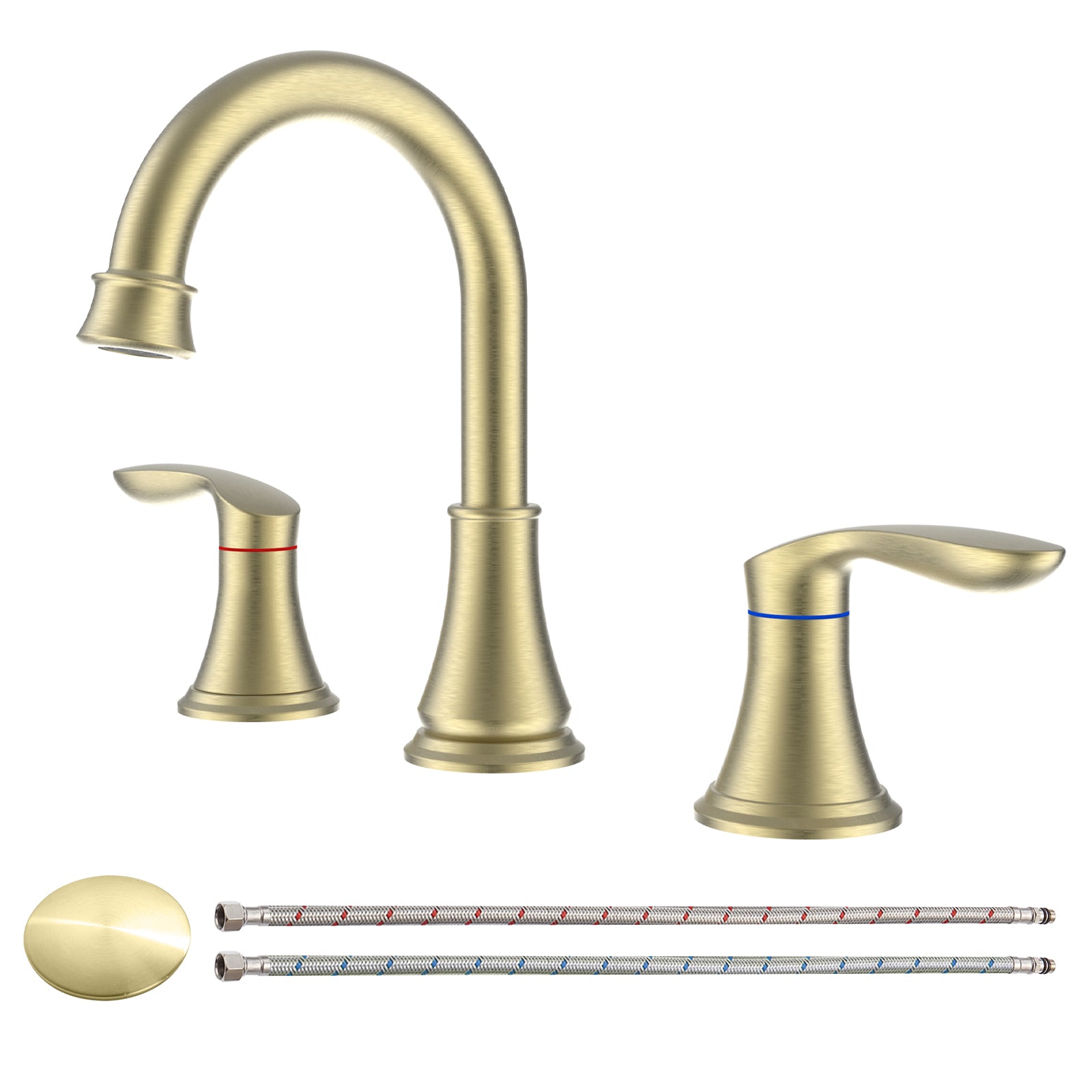 Brushed Gold Bathroom Faucet: 8" Widespread 2-Handle