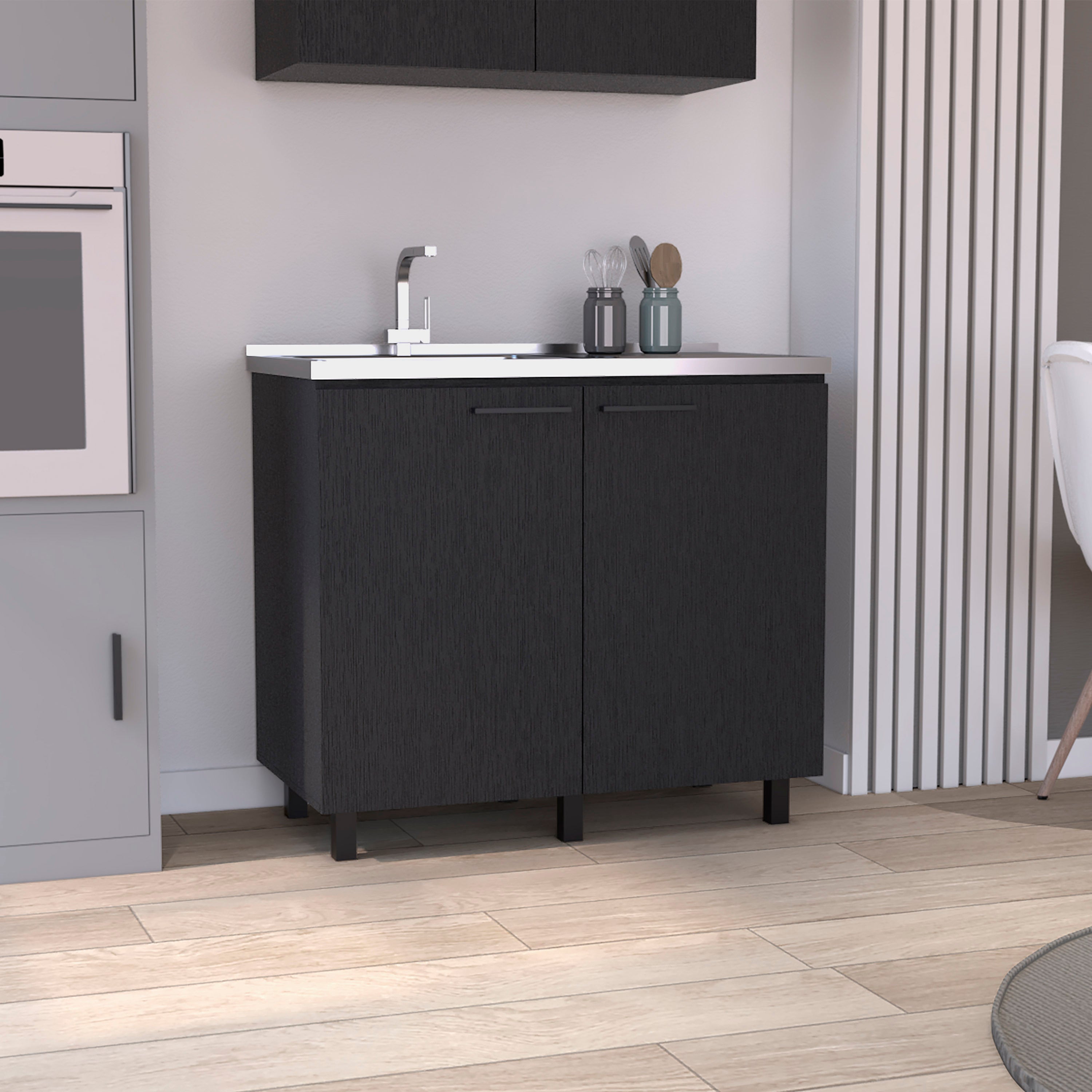 Freestanding Utility Cabinet: Steel Top & Doors