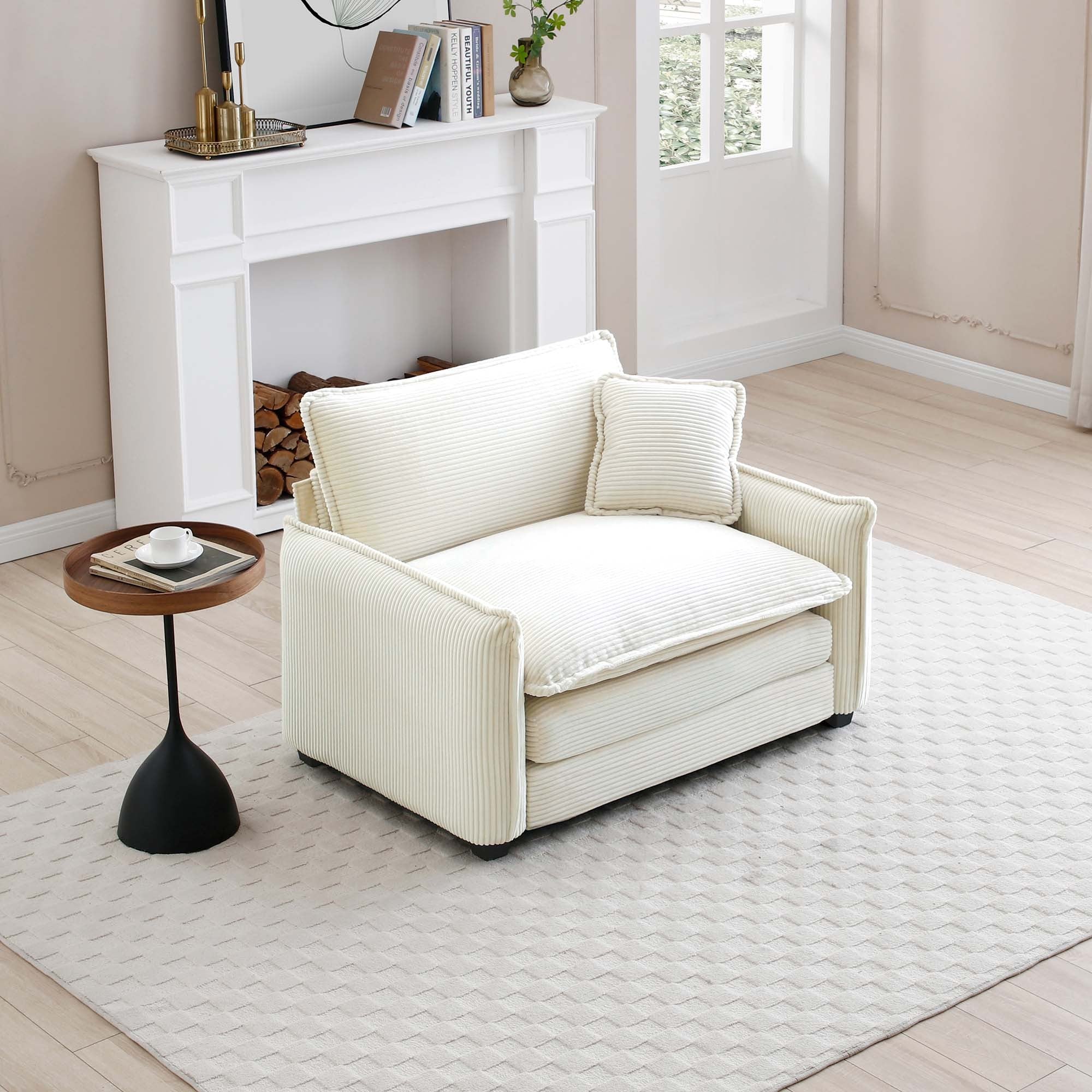 Beige Corduroy Sofa: Deep Seat Comfort