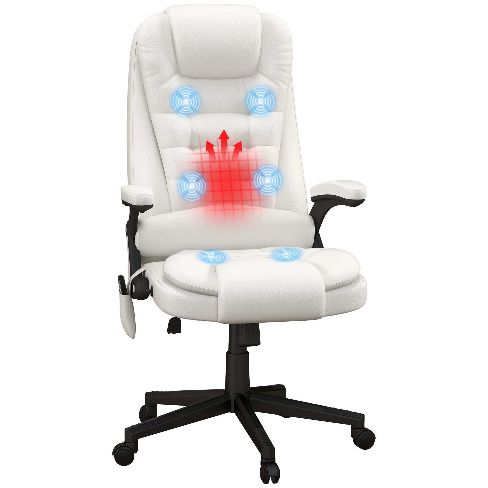 Heated Massage Office Chair, White