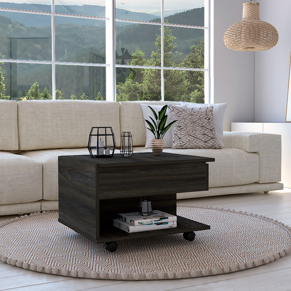 Lift Top Coffee Table w/ Casters & Shelf | Espresso