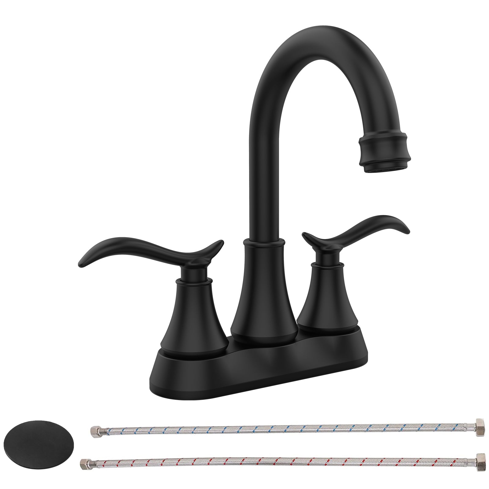 Matt Black Bathroom Faucet: 2-Handle High Arc Swivel