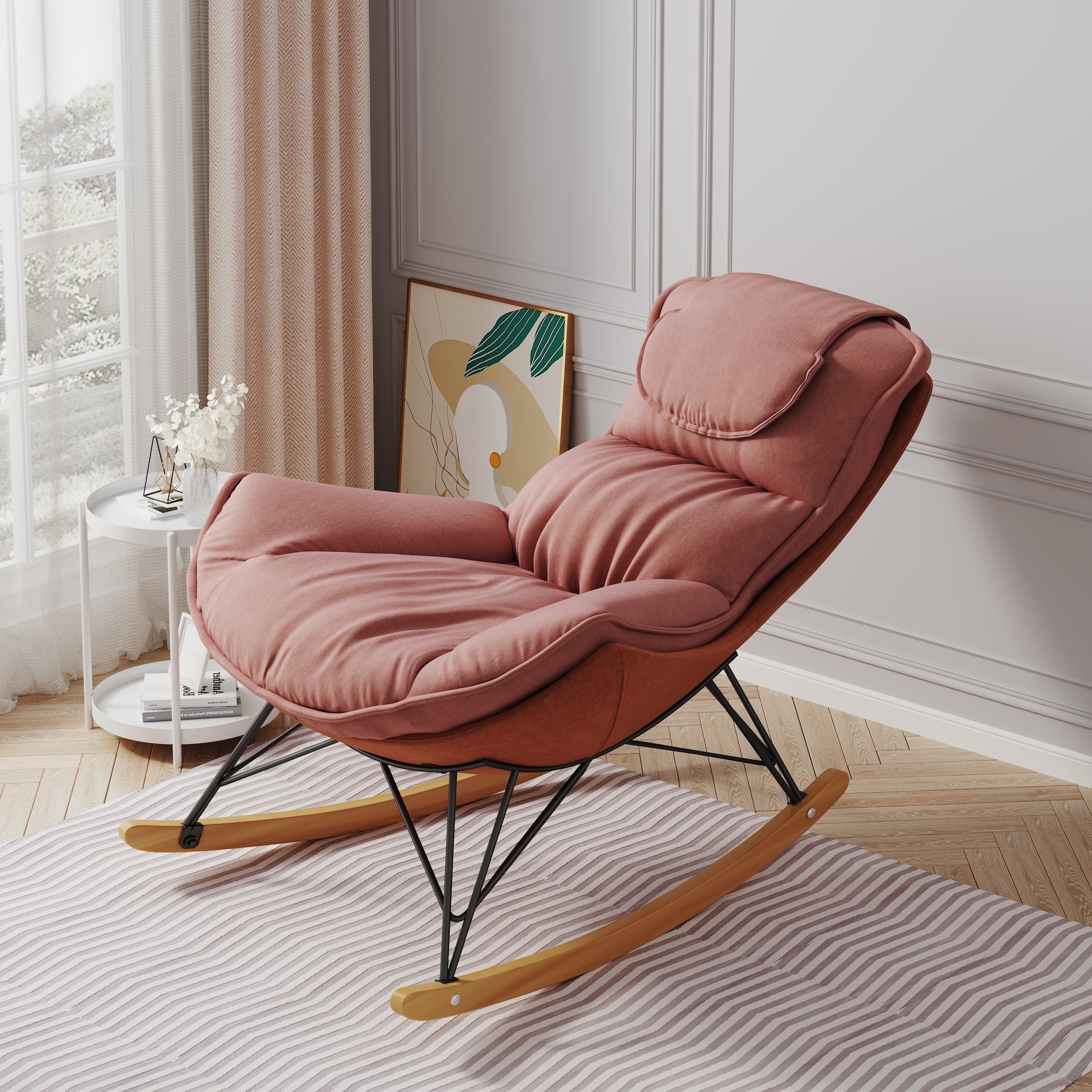 Pink Rocking Chair: Cozy & Washable Balcony Sofa