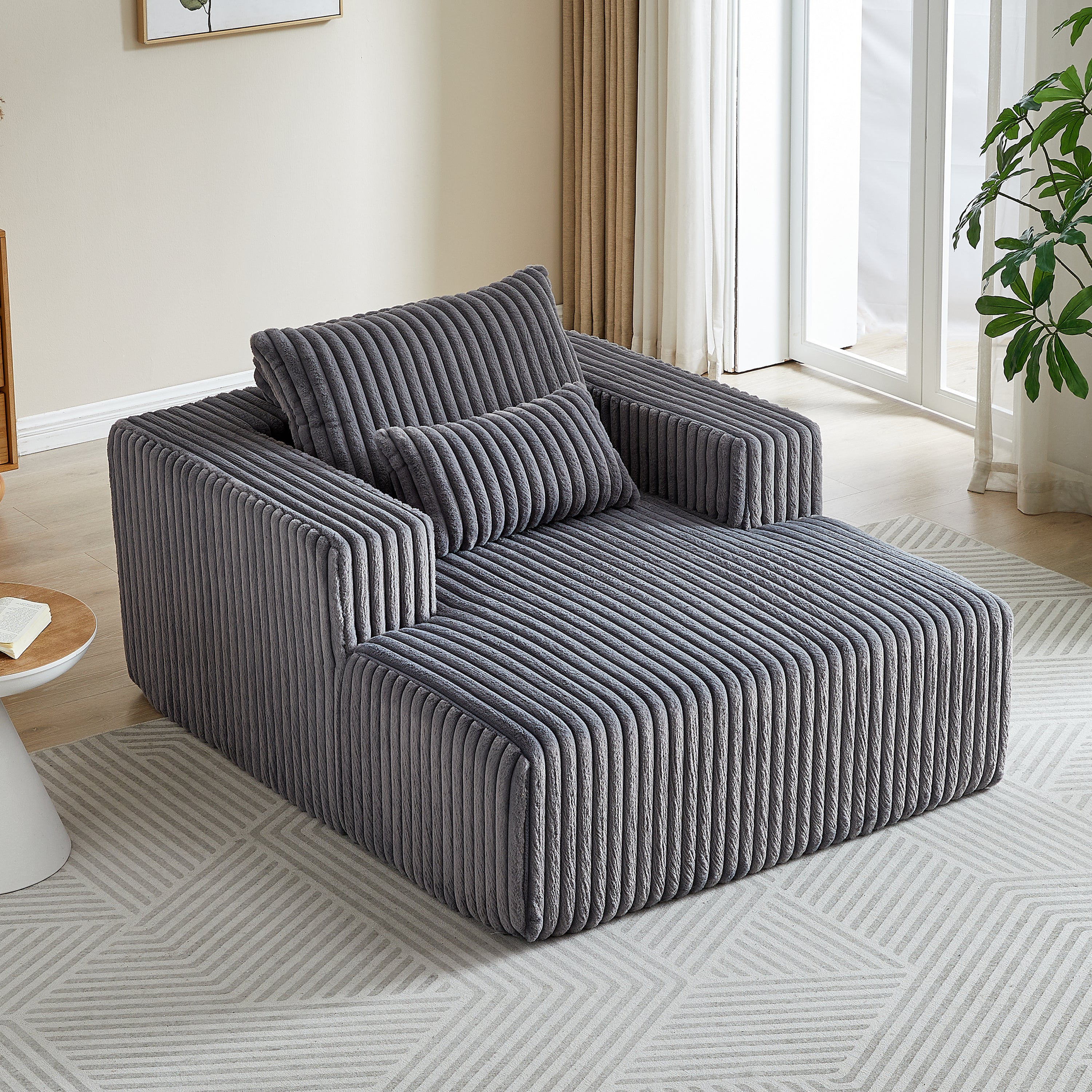 Fluffy Corduroy Sleeper Chair: 62.5" No Assembly