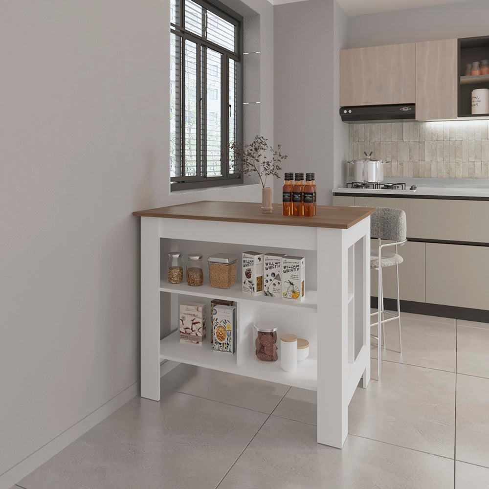 Ada Mahogany & White Kitchen Island