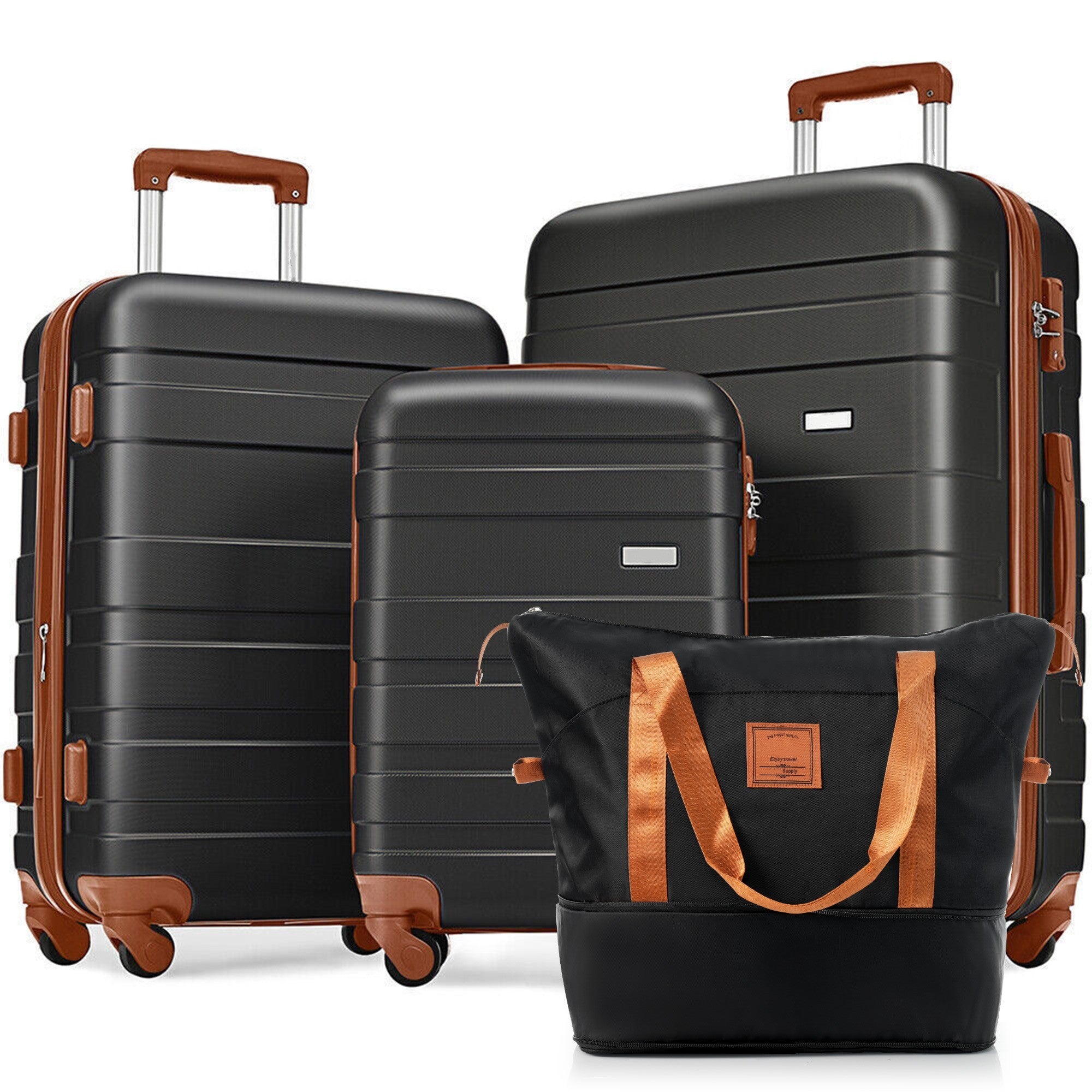 Expandable Luggage Set: 4-Piece ABS Spinner Suitcase