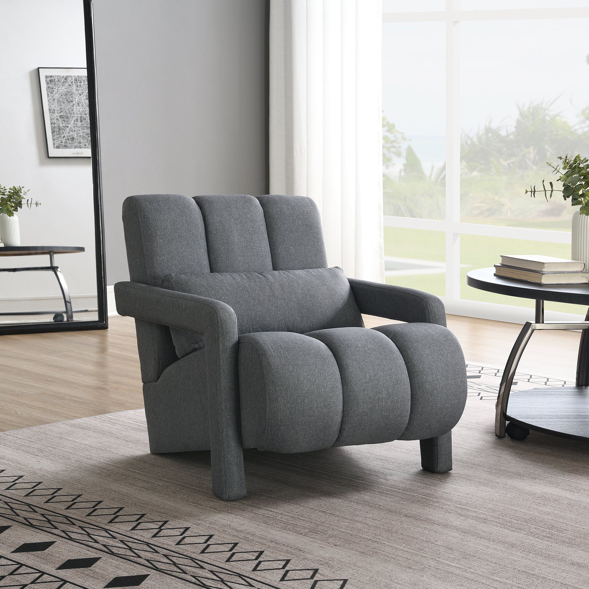 Modern Linen Accent Chair: Dark Grey & Cozy