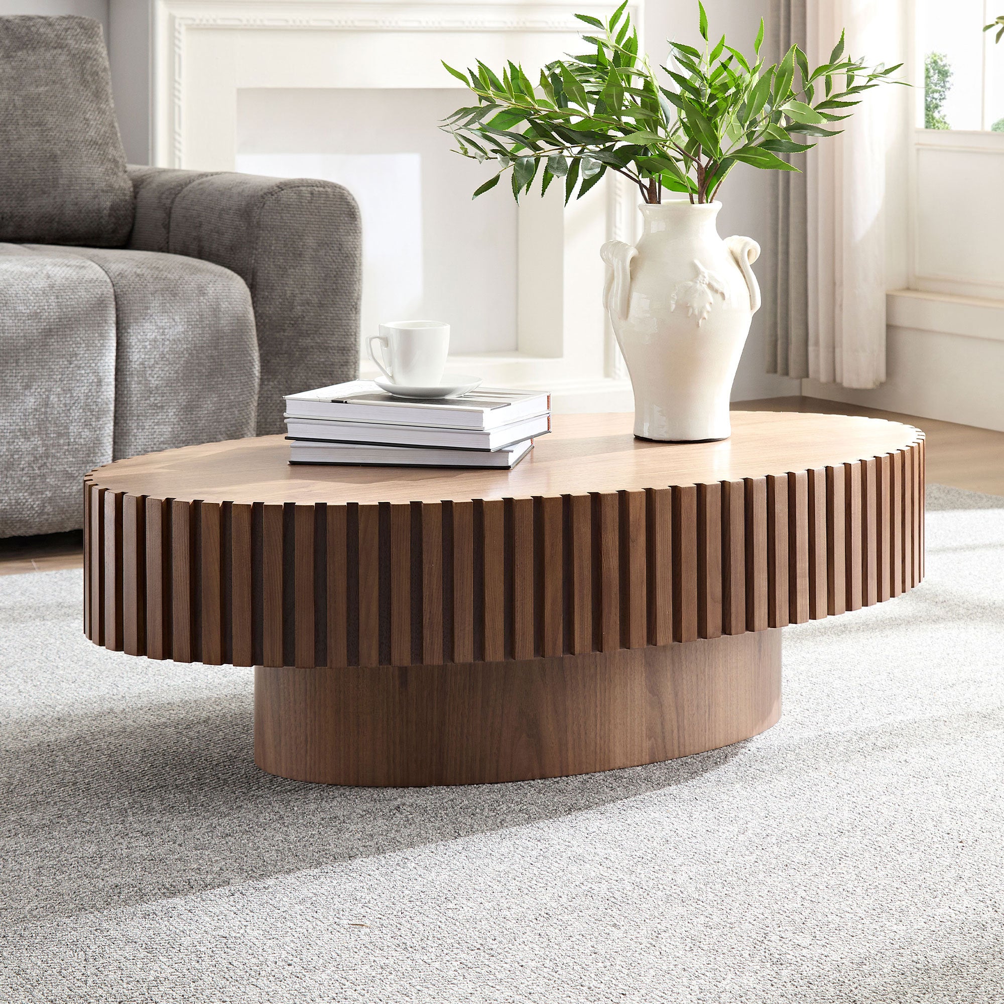 Modern Ellipse Coffee Table | 43.7" Walnut Handcrafted