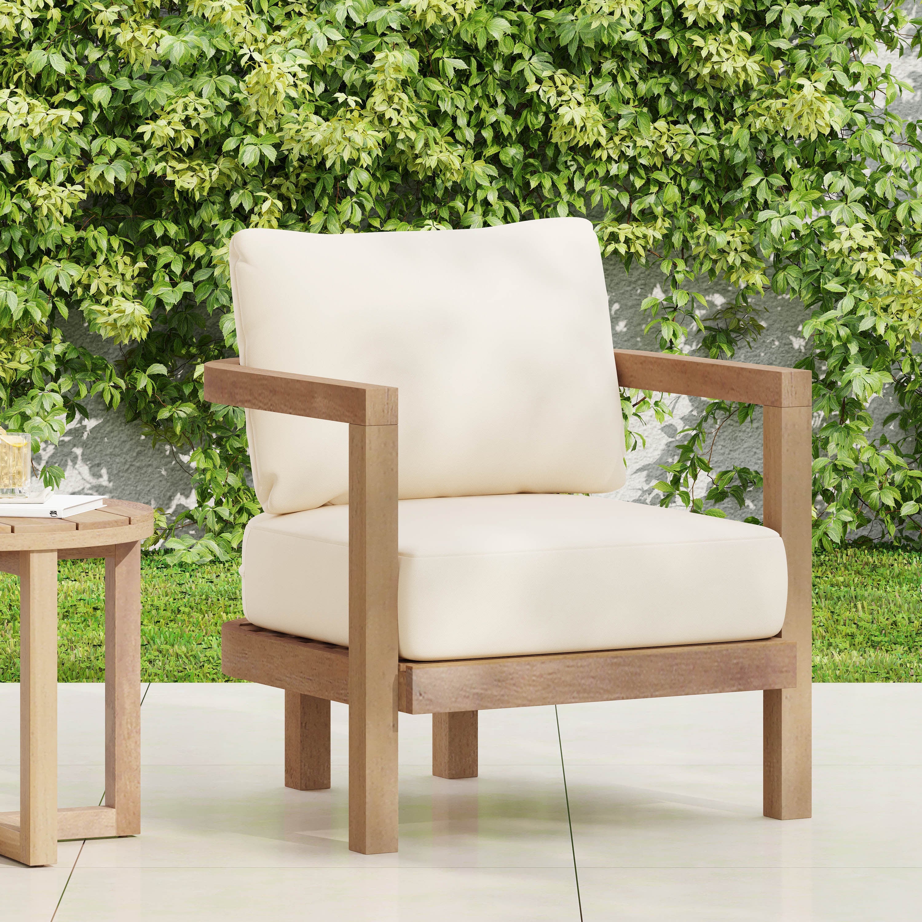Acacia Wood Patio Chair: 400lb Weight Capacity