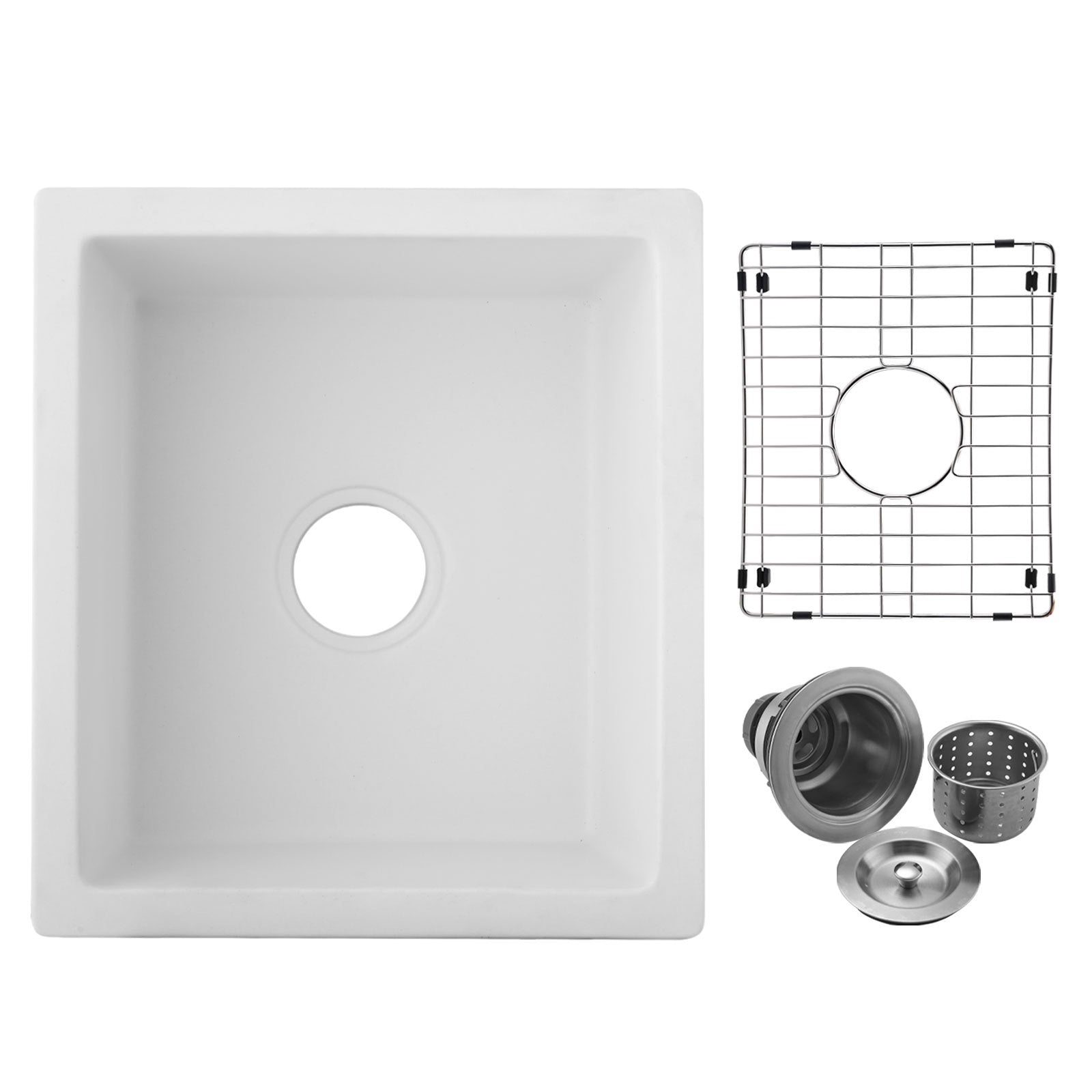 Quartz Bar Sink 18x16" Undermount w/Grid