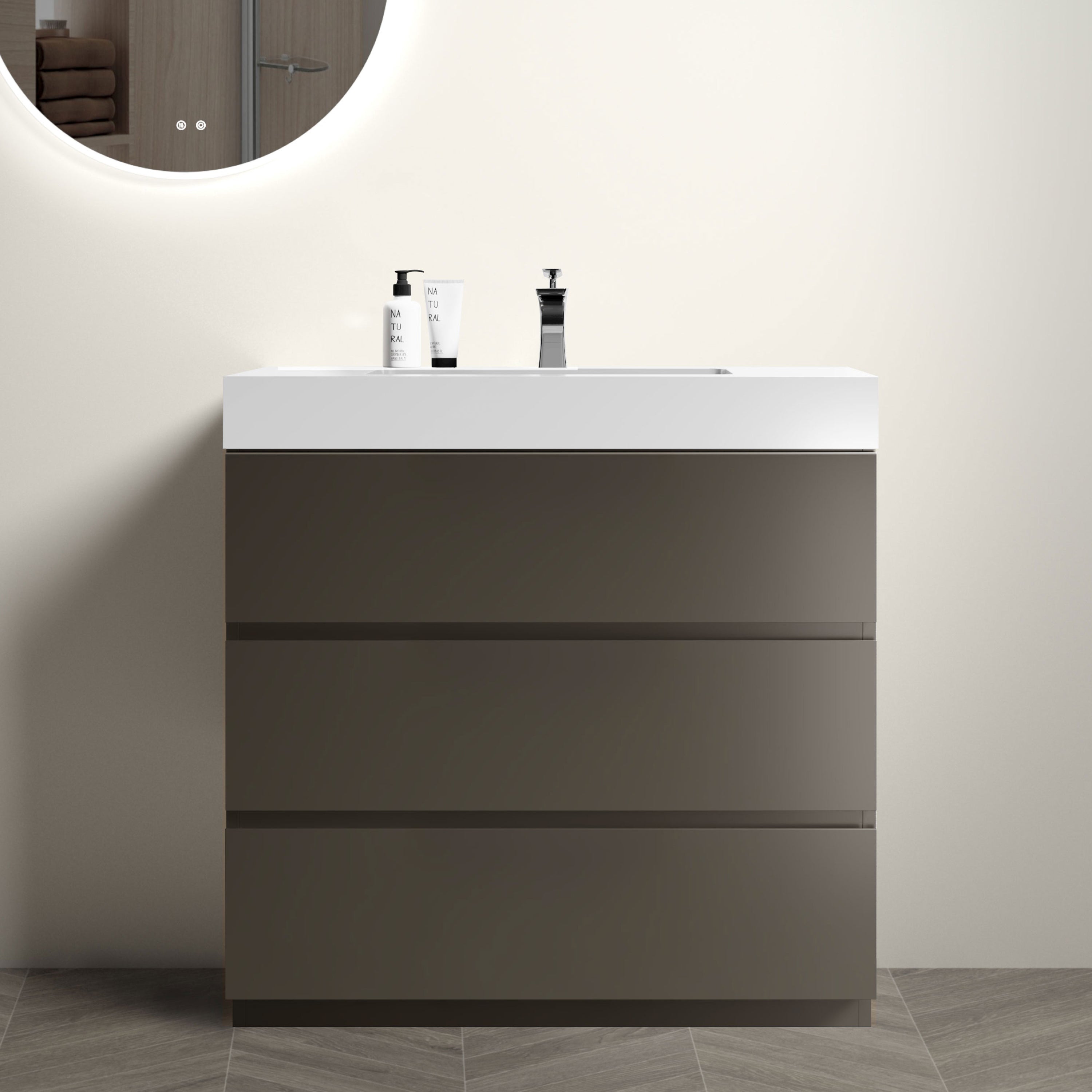 Alice 36" Gray Vanity: Large Storage, Modern Style