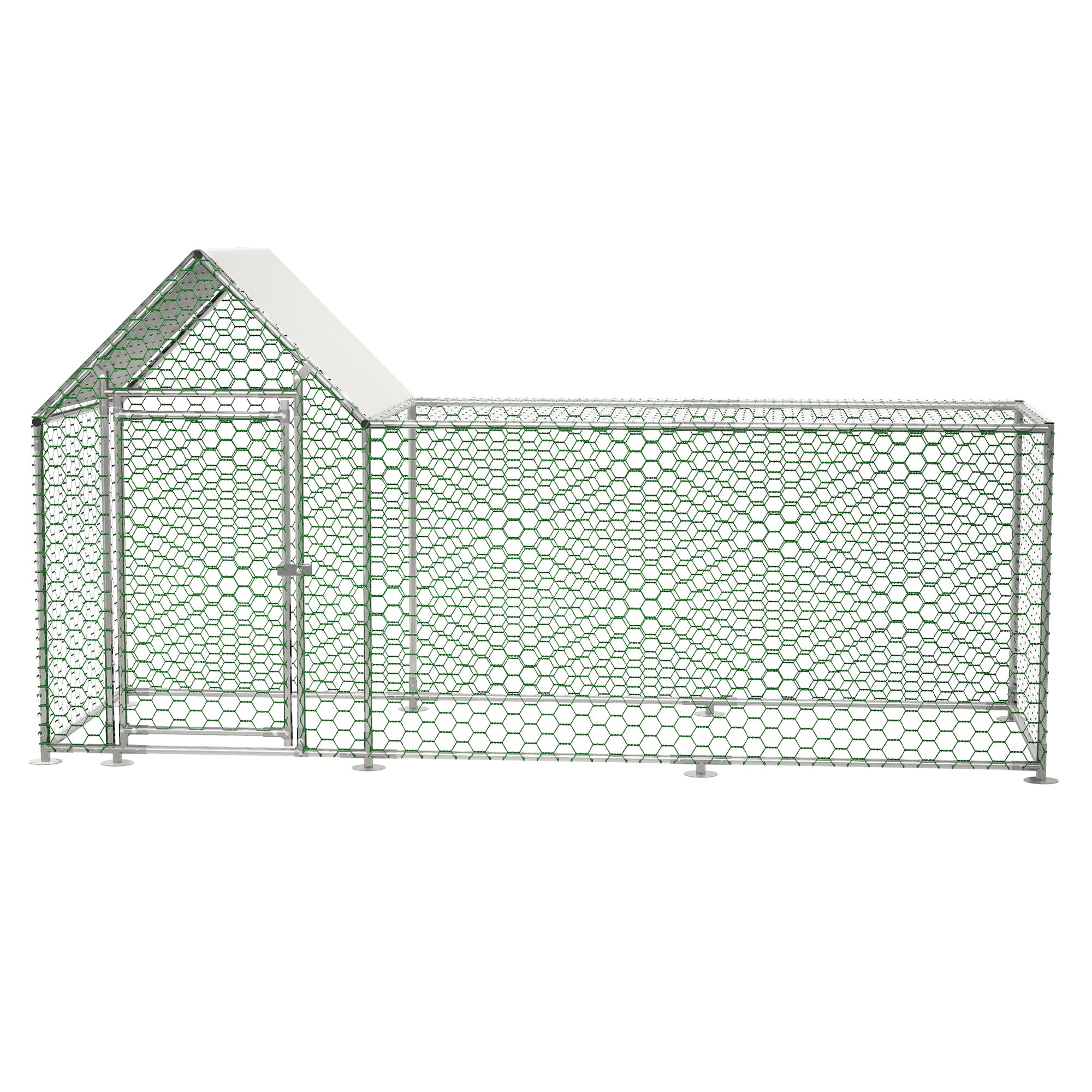 Chicken Coop Run: 10x3ft Metal Hen House