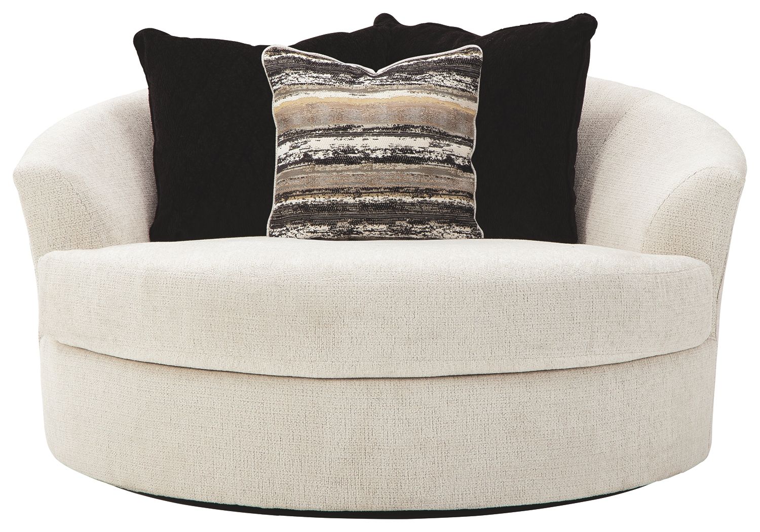Cambri - Oversized Round Swivel Chair - Snow