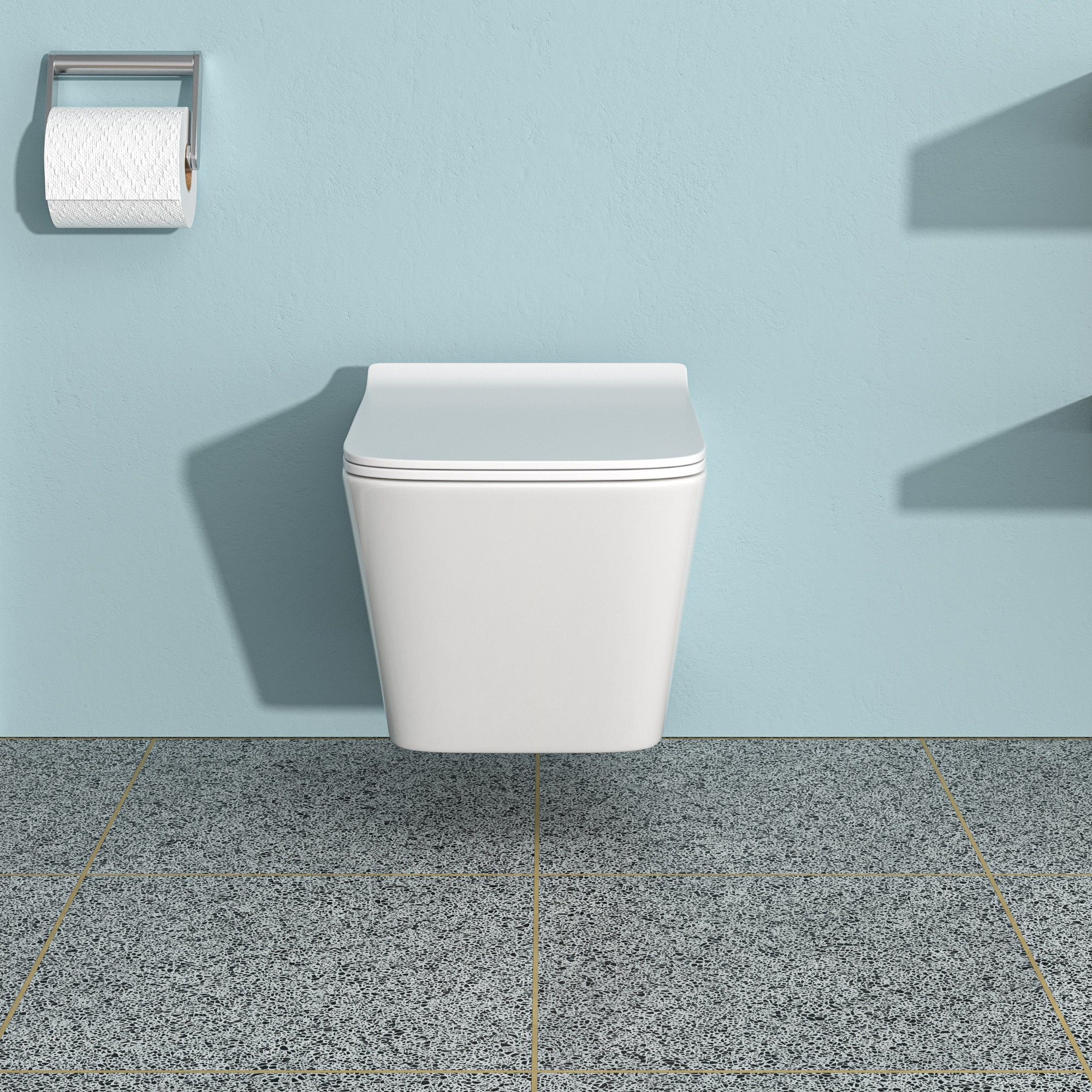 White Wall-Hung Toilet with Soft-Close Seat