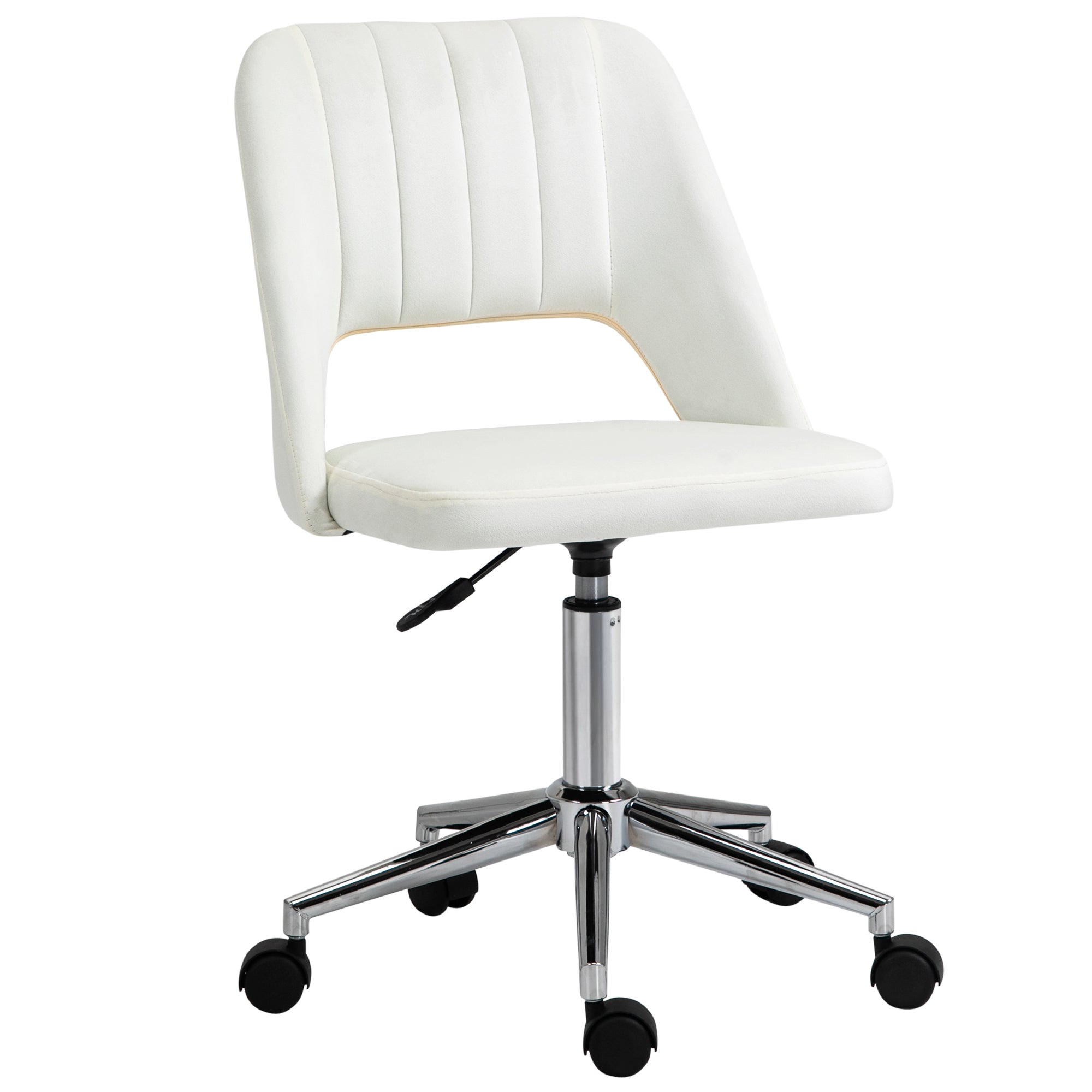 Velvet Office Chair, Cream White, Modern Desk Chair
