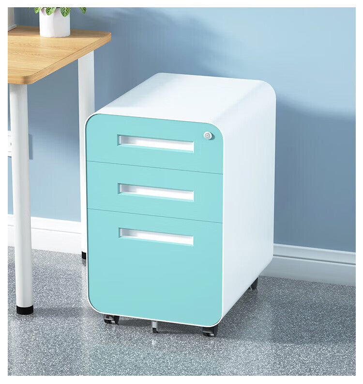 Under Desk File Cabinet: Mobile, 3 Drawer, Steel