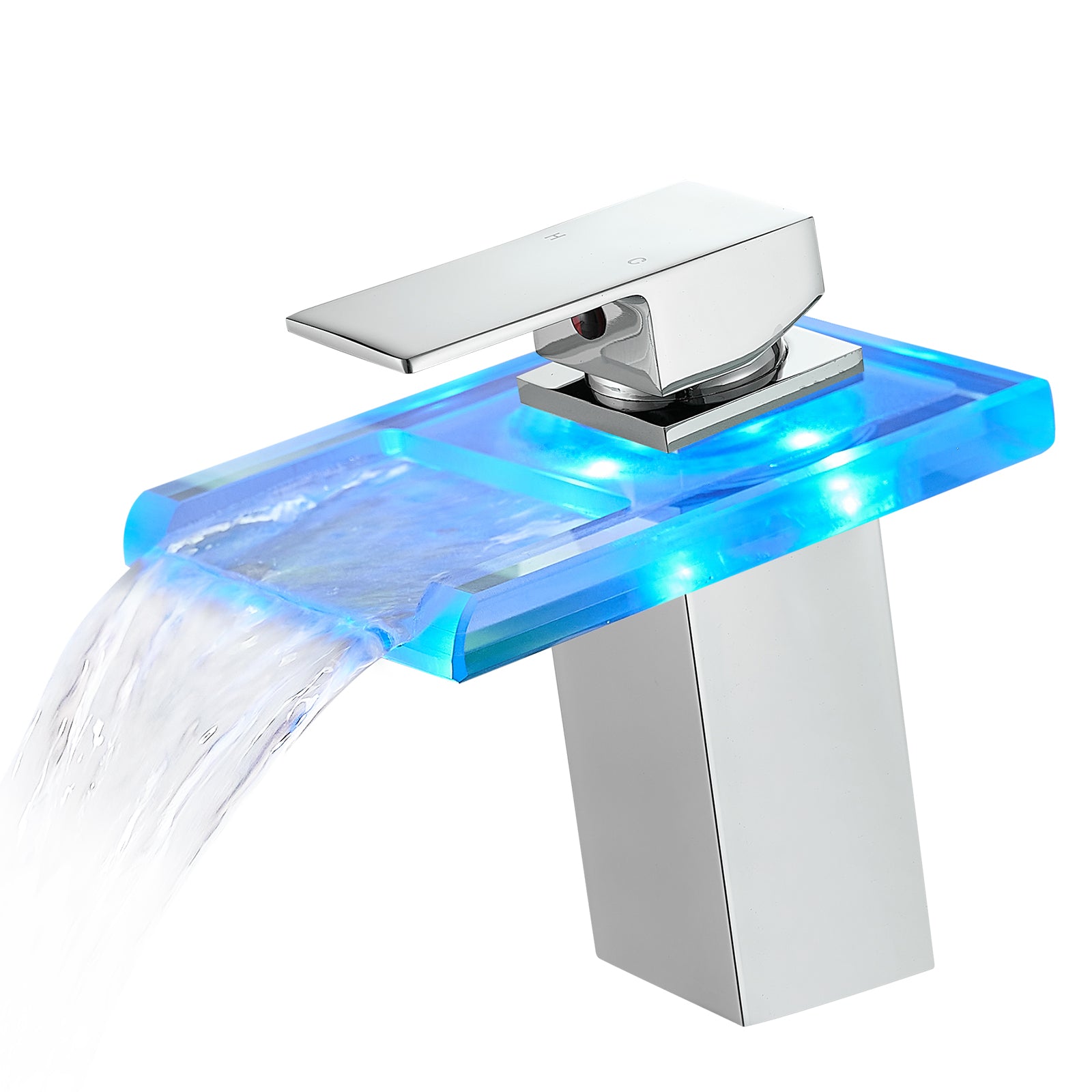 LED Waterfall Bathroom Faucet: Black, 3 Colors