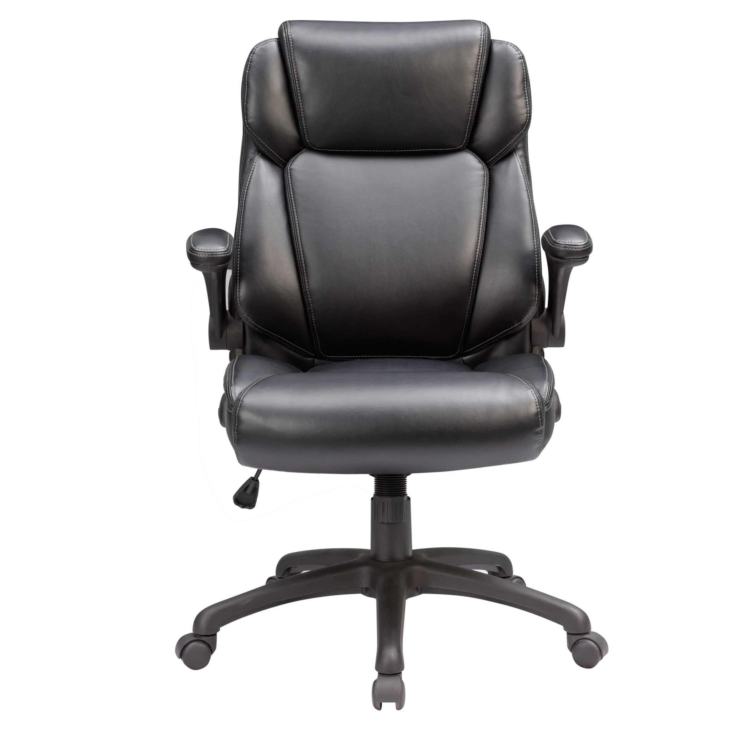Modern Gray Leather Adjustable Office Chair | Swivel Desk Chair