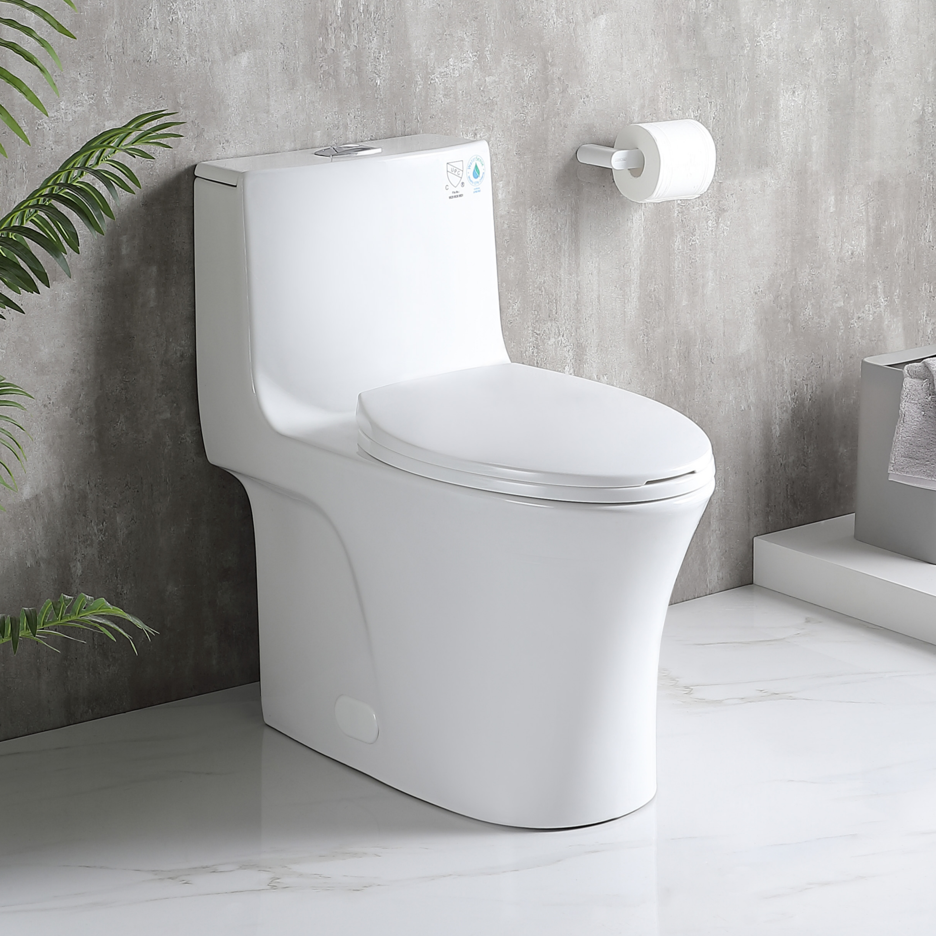 Dual-Flush Toilet, 1.1/1.6 GPF, Elongated, White