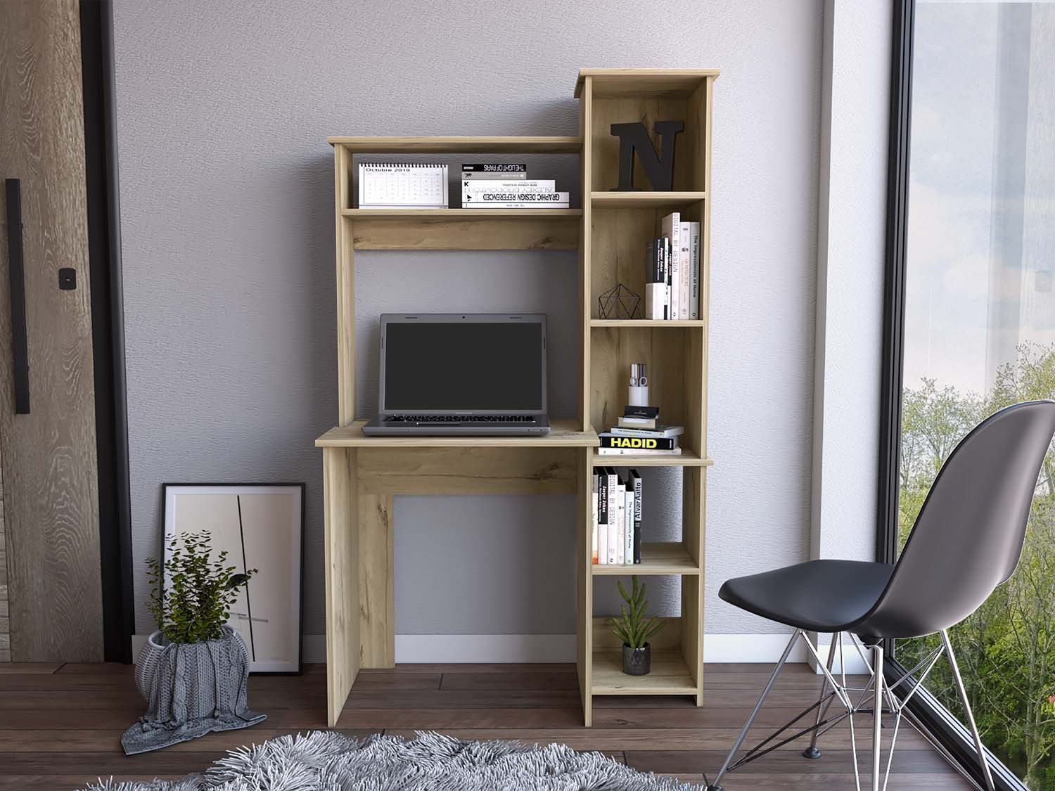 Nashville Writing Desk w/ 6 Shelves | Modern Home Office