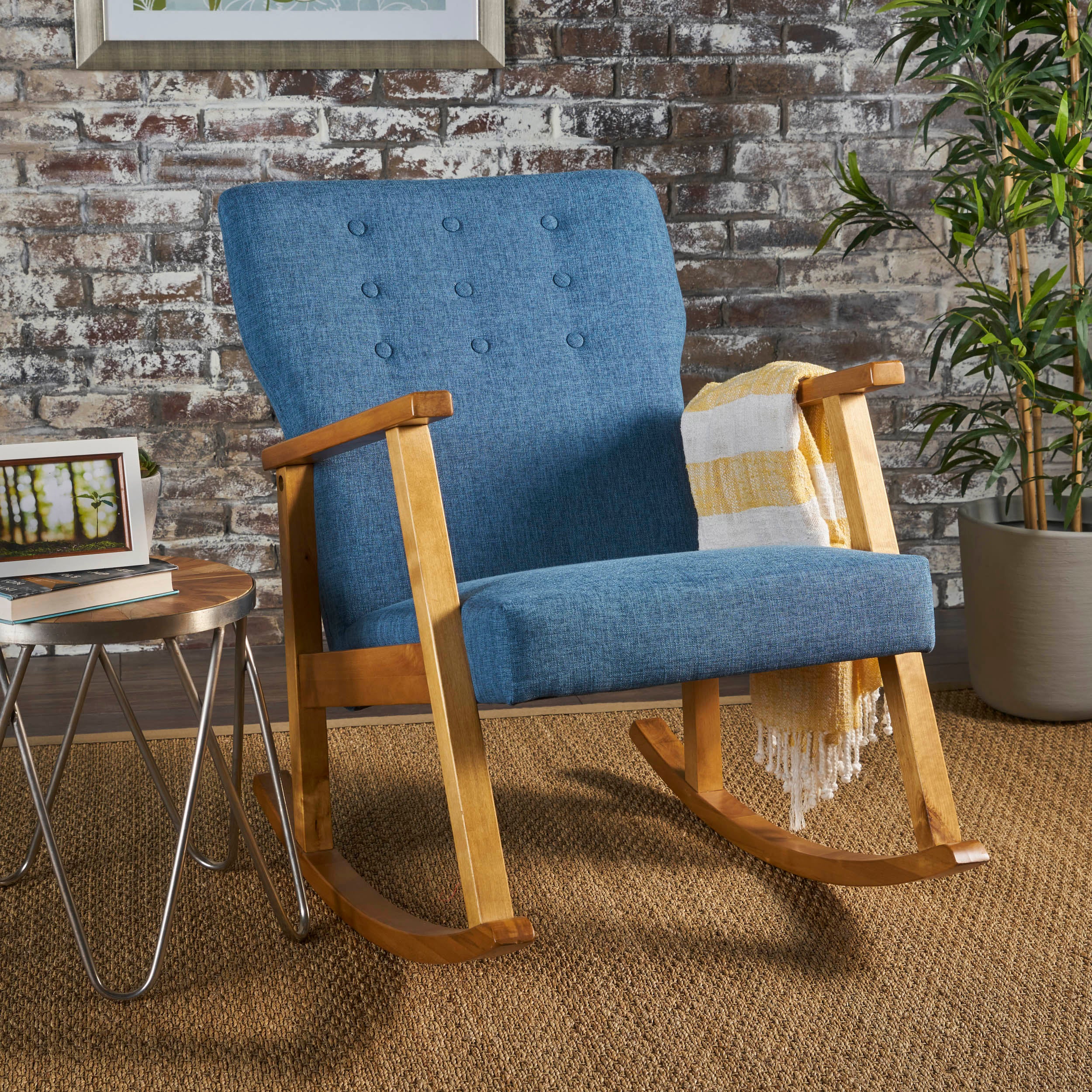 Blue Fabric Rocking Chair | Comfortable & Stylish
