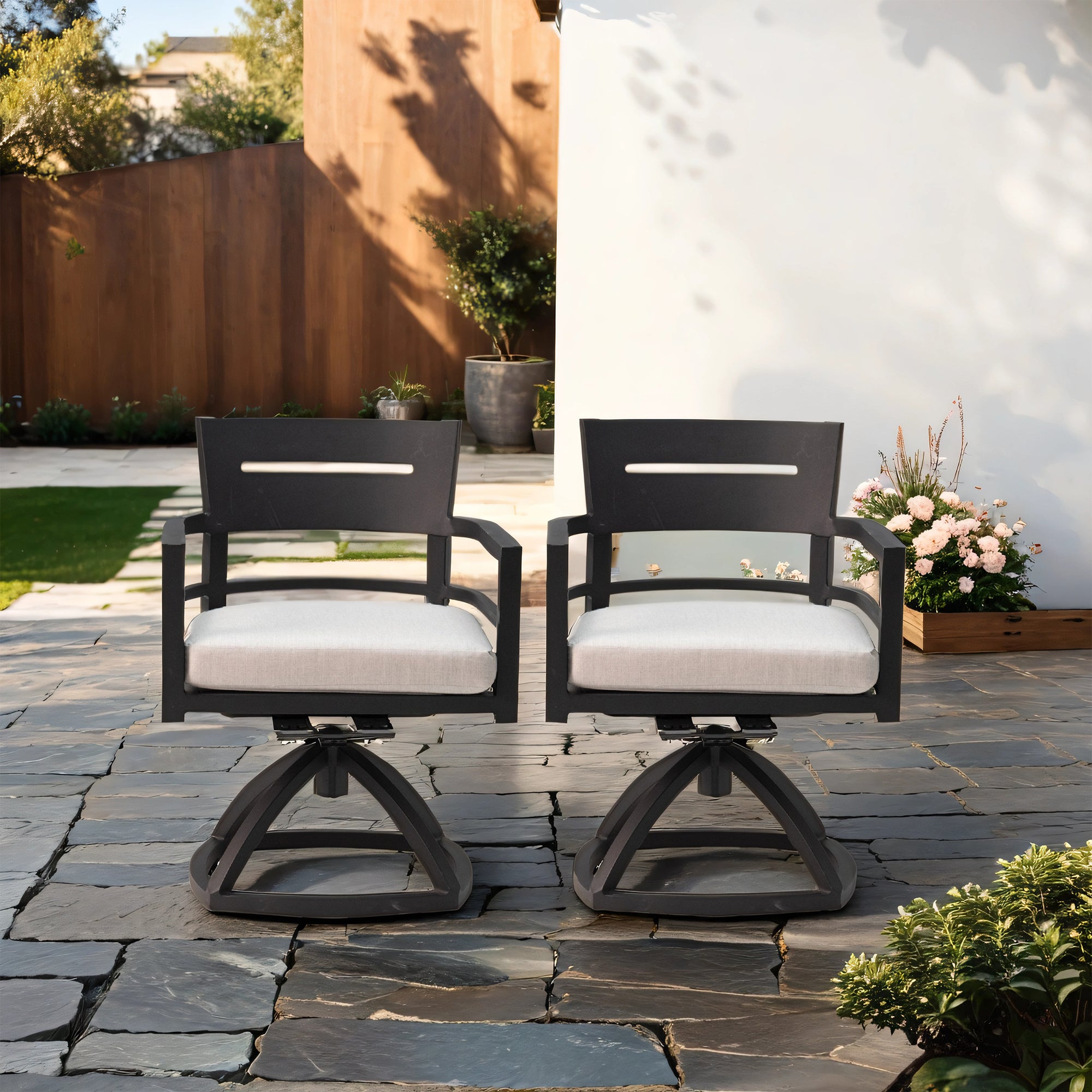 Ember Black Aluminum Patio Swivel Rockers (2-Pack)