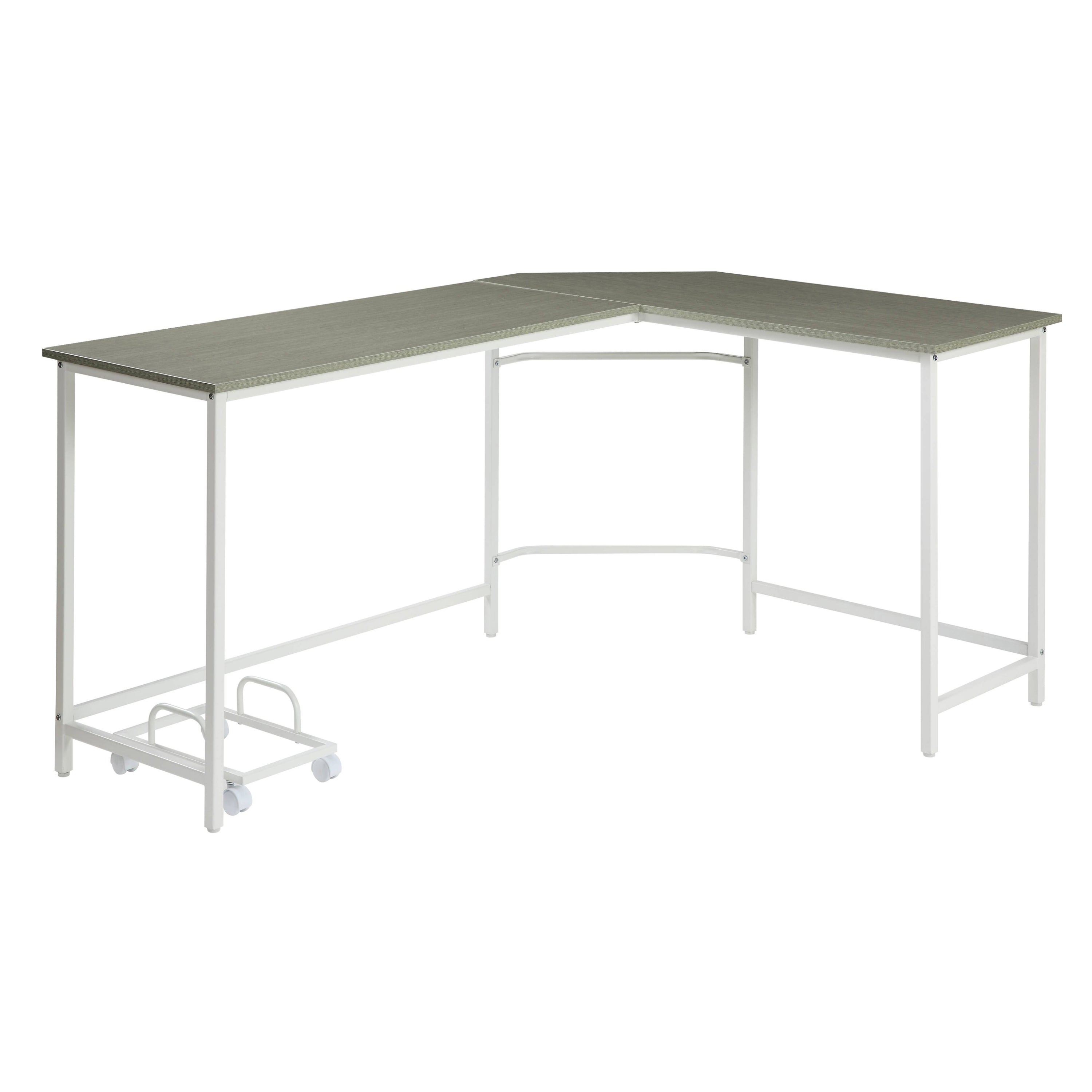 Grey & White L-Shaped Computer Desk | Modern Design