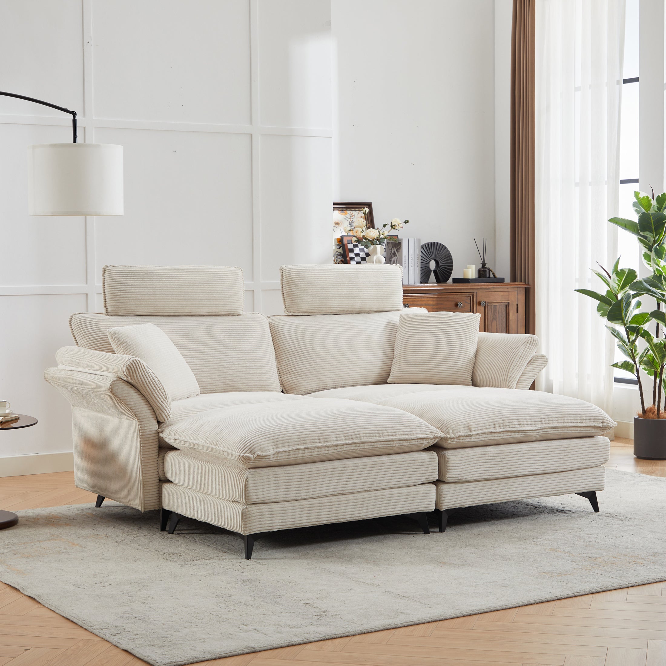Cloud Sectional Sofa: Beige Corduroy Comfort