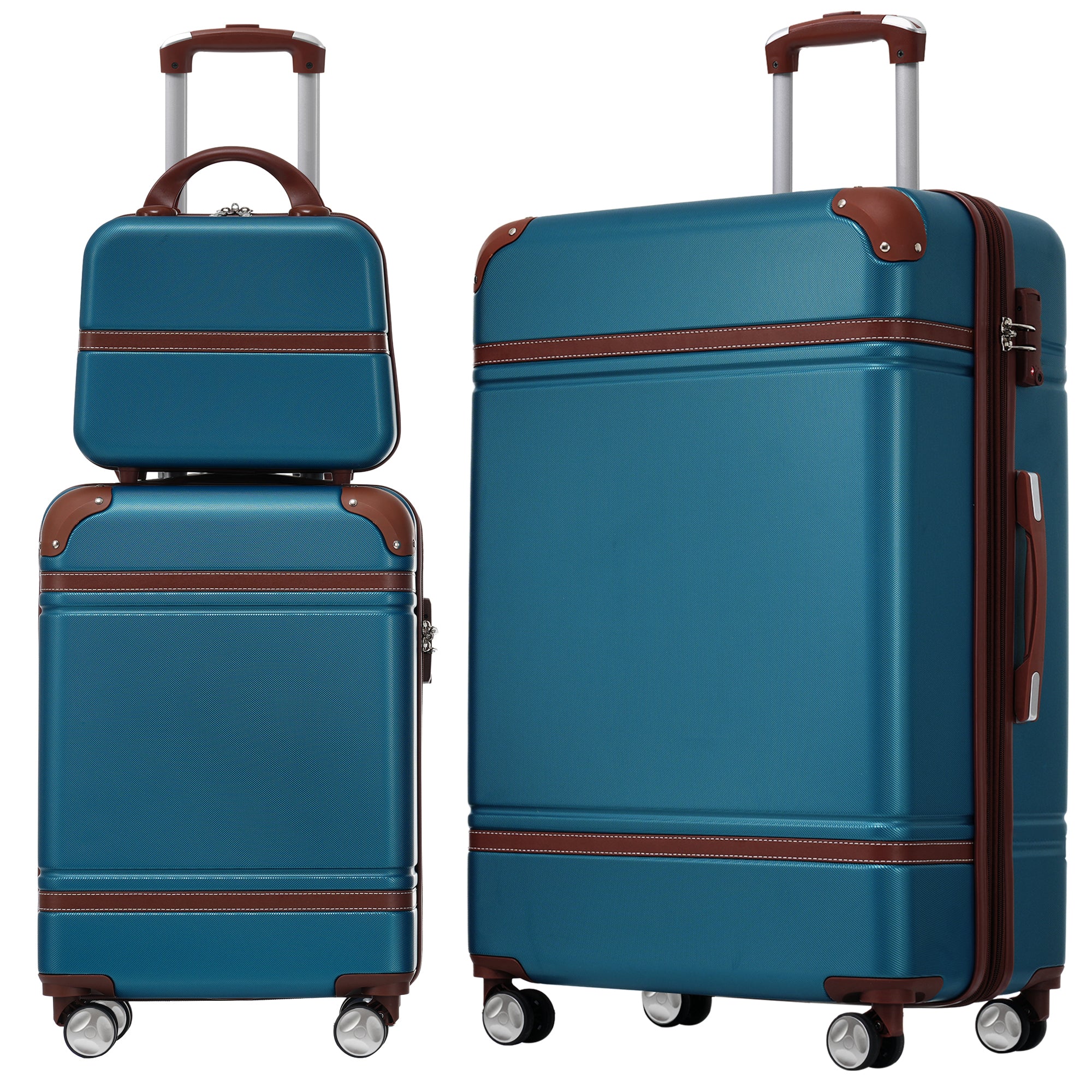 Lightweight Blue 3-Piece Hardshell Luggage Set