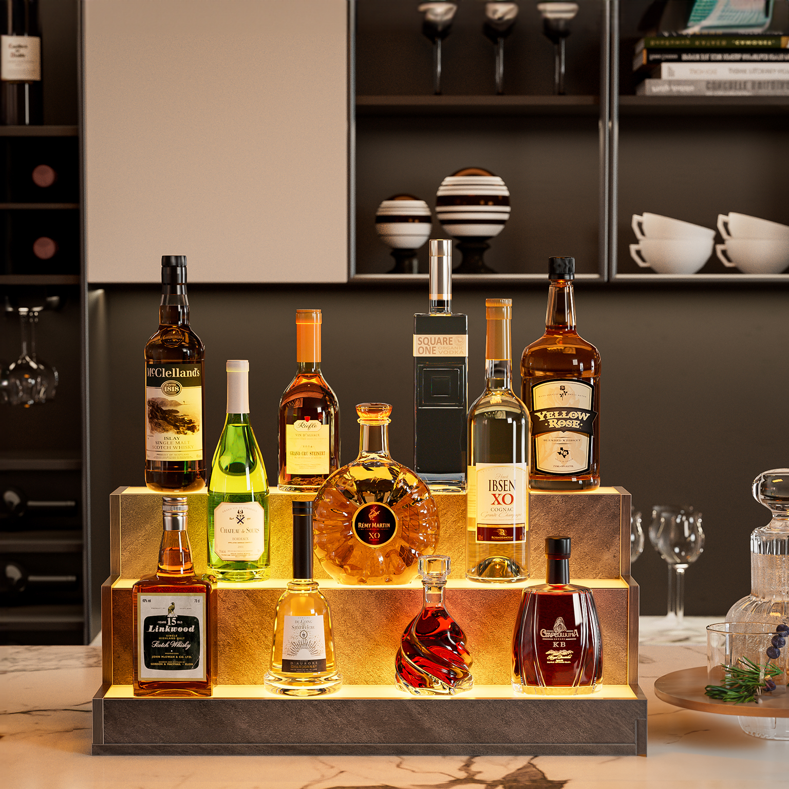 LED Bar Shelf: 24" Illuminated Bottle Display