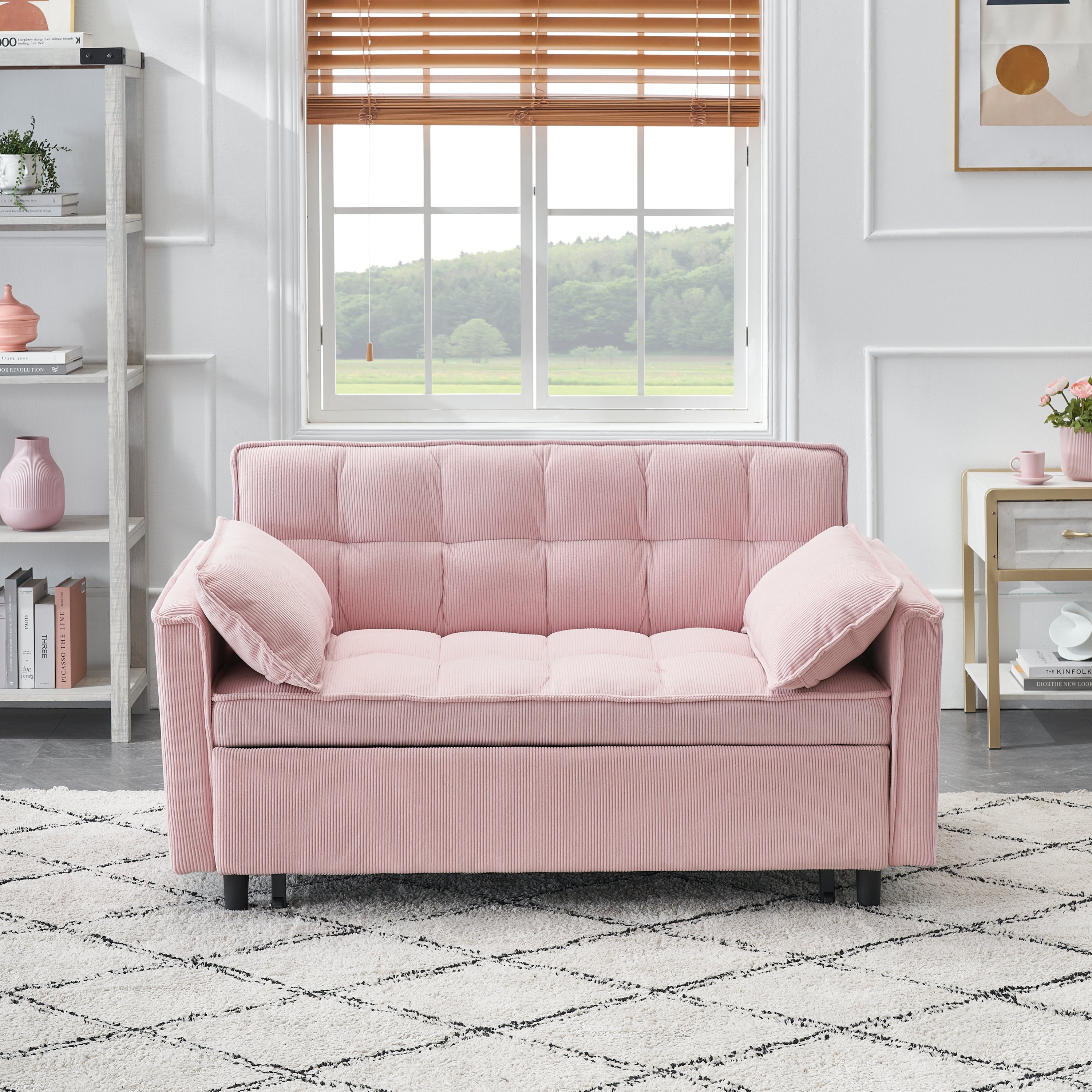 Pink Adjustable Folding Sofa Bed & Recliner