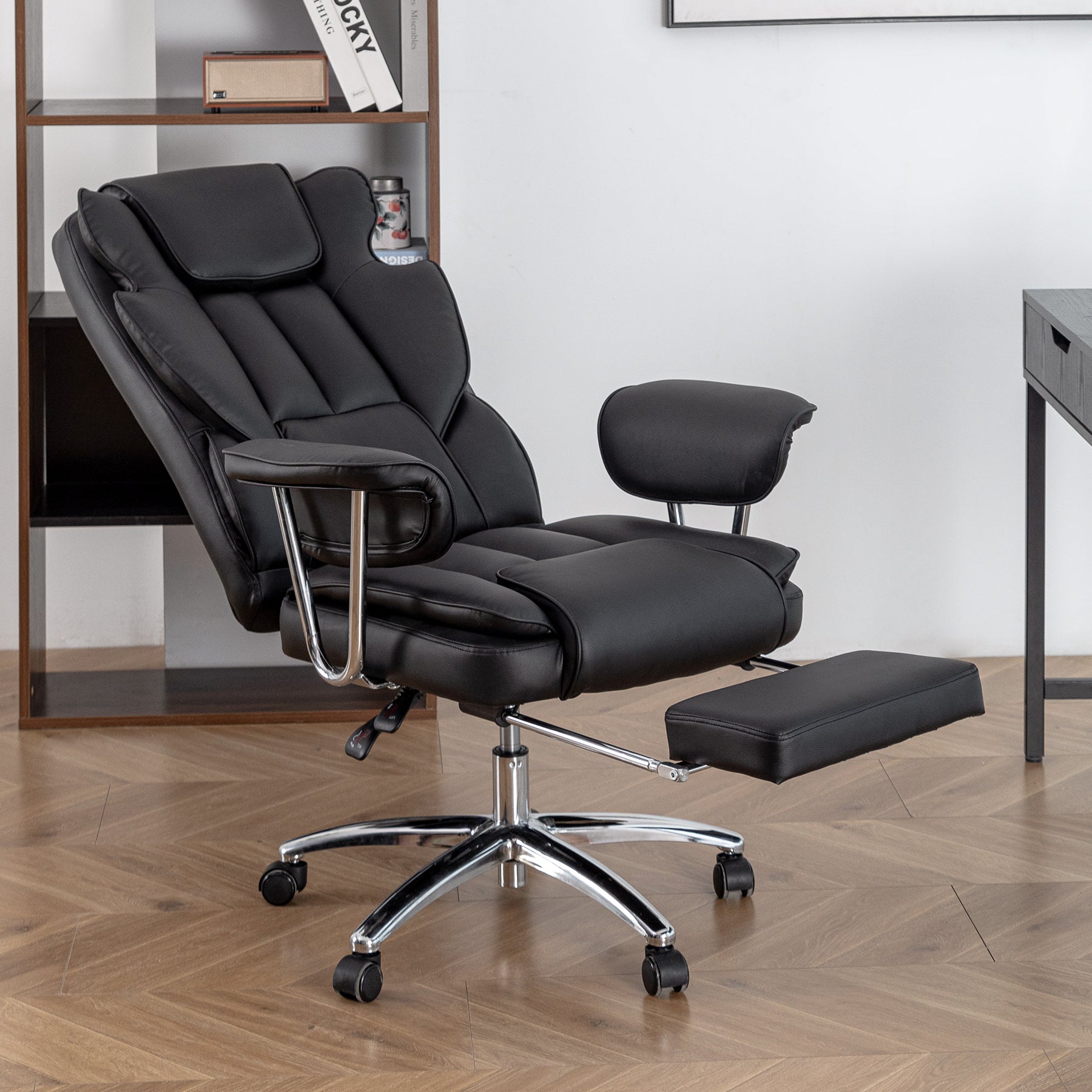 Big & Tall Executive Office Chair w/ Footrest | Ergonomic Leather Chair