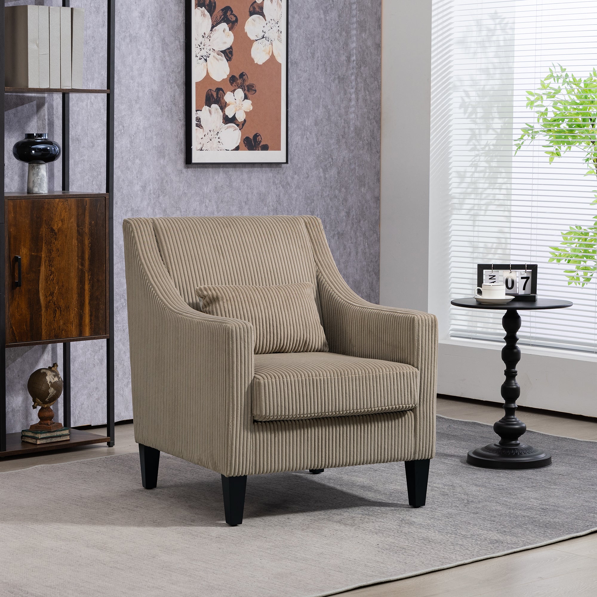 Camel Corduroy Accent Chair - Modern & Stylish