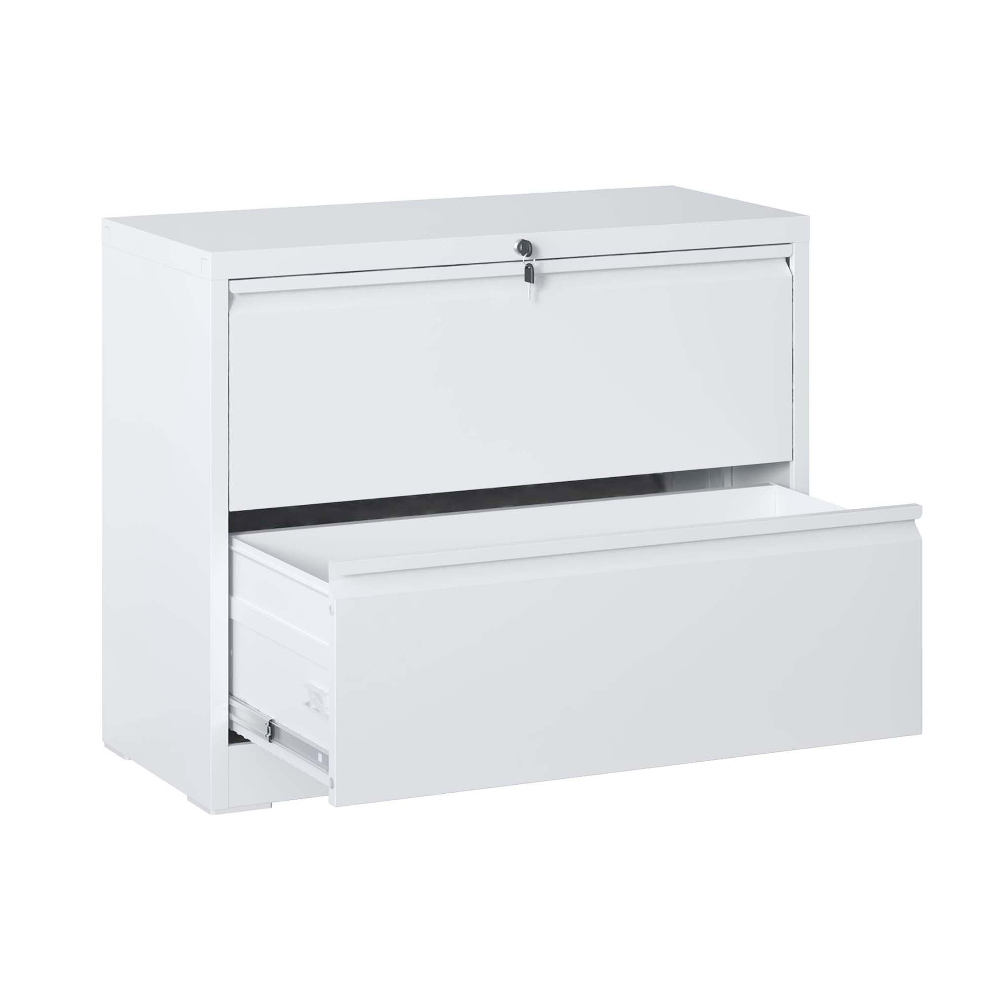 White Locking File Cabinet: 2-Drawer Metal