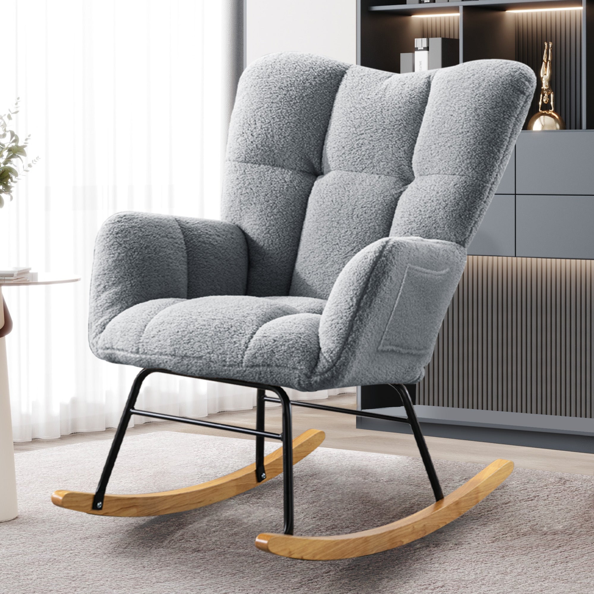 Teddy Rocking Chair | Modern Accent Chair | Gray