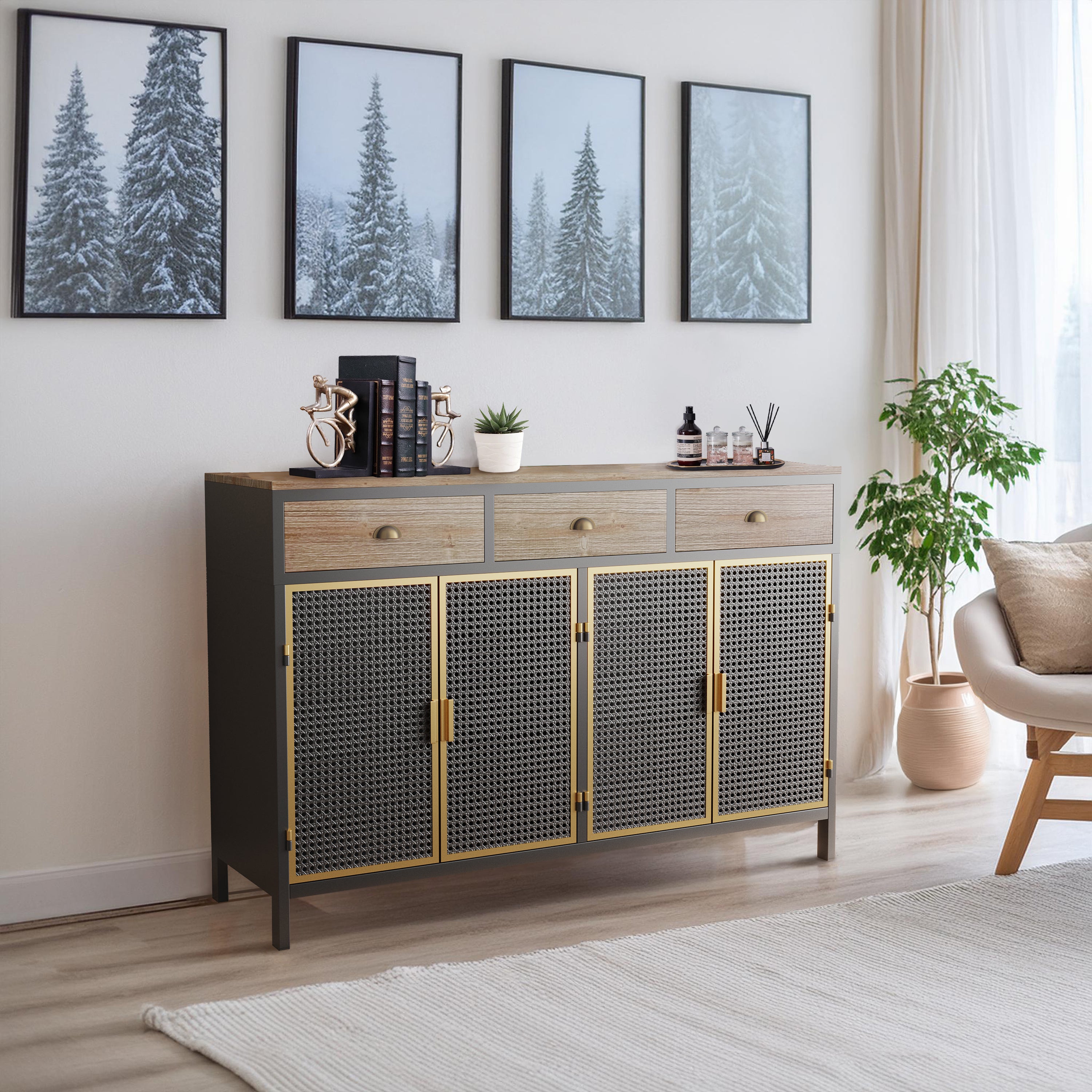 Modern 48" Sideboard w/ Drawers & Doors | Storage Cabinet