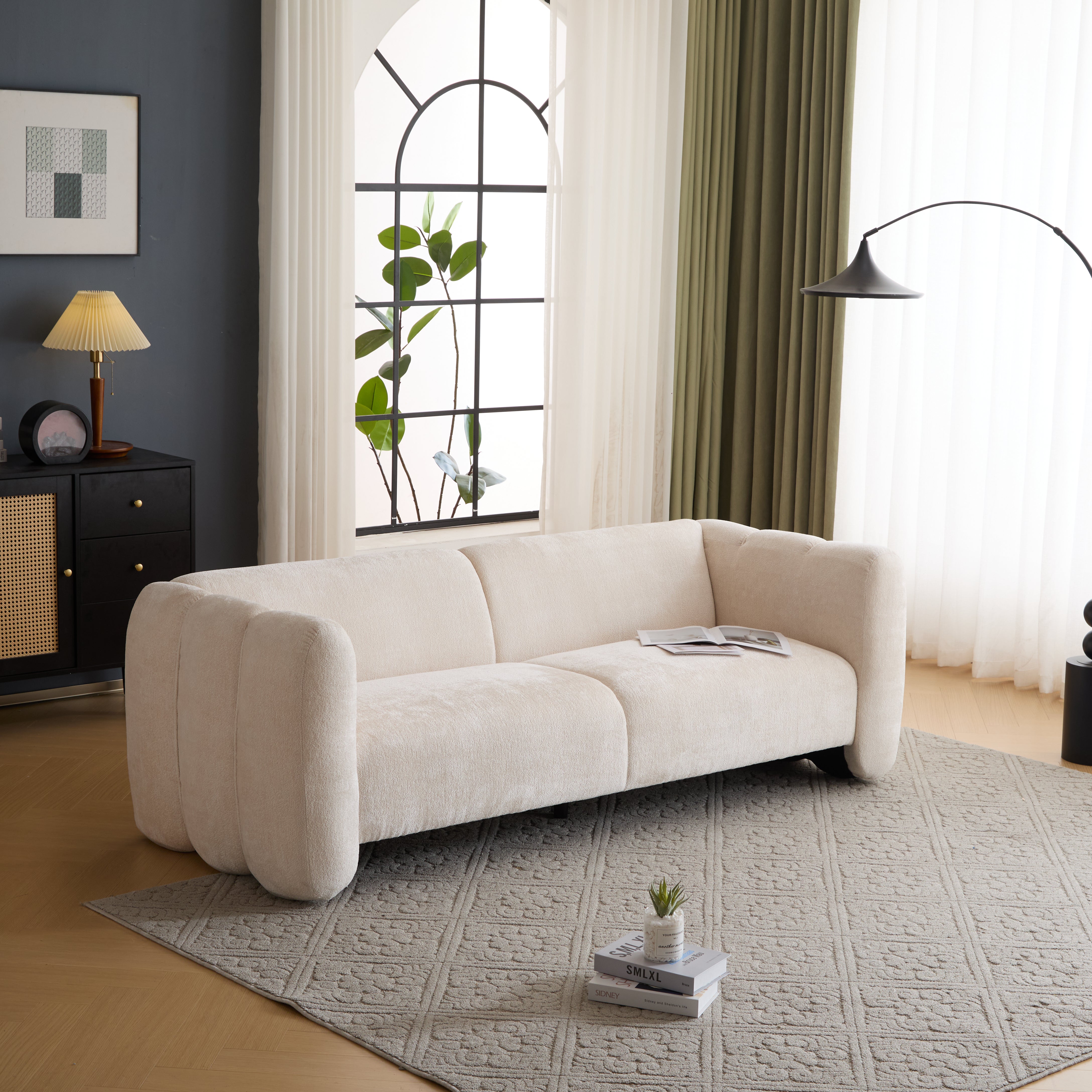 Tonson 83" 3-Seater Wave Sofa: Beige