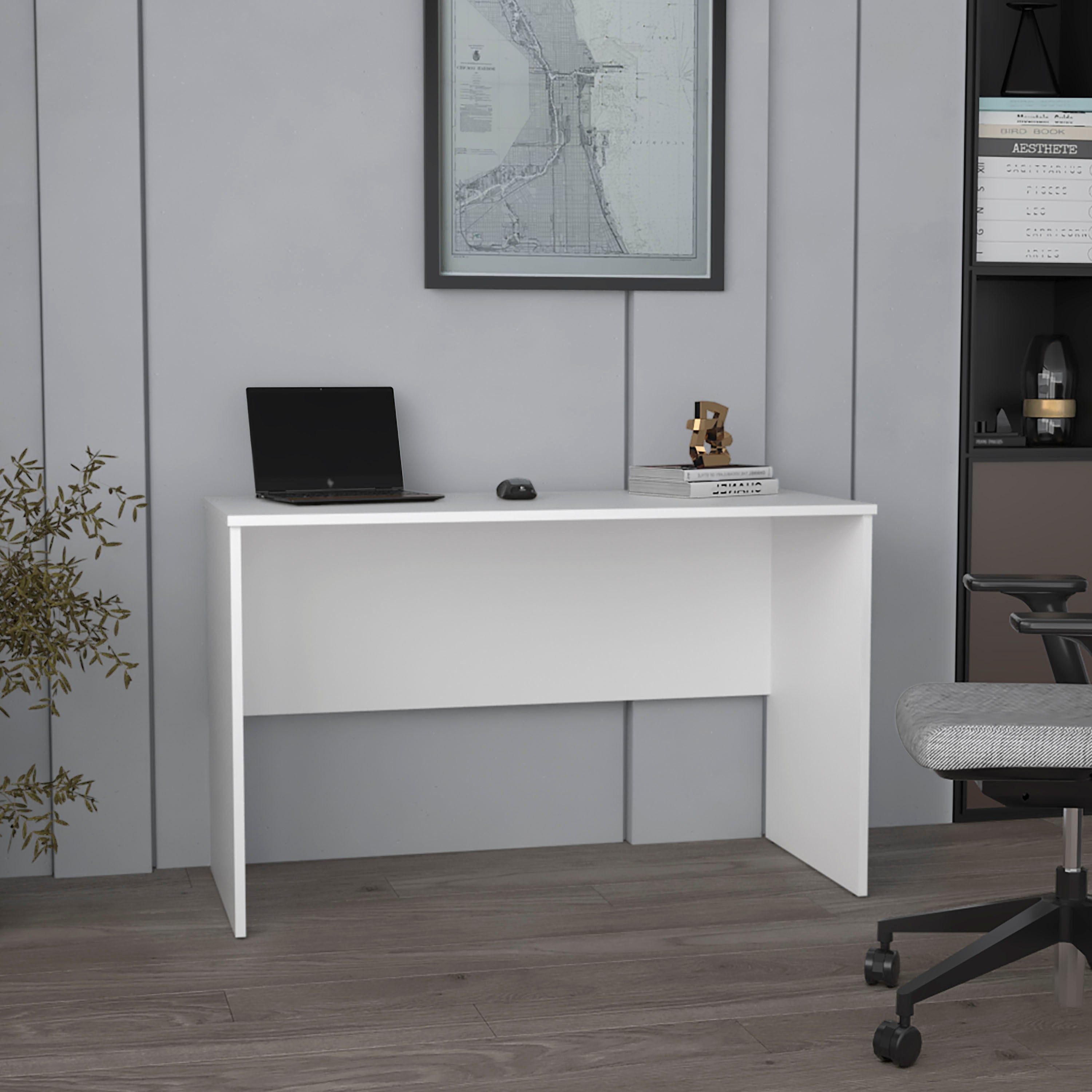 Malibu White 47" Wide Study Desk | Modern Home Office Table